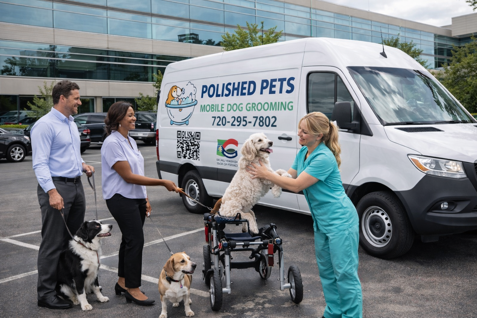 Dog grooming service at office