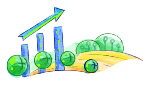 Geometric drawing of an outline square with sections divided by vertical, horizontal, and circle lines.