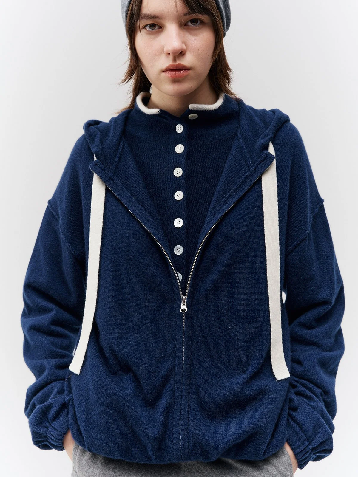 Drawstring Hoodie - Navy