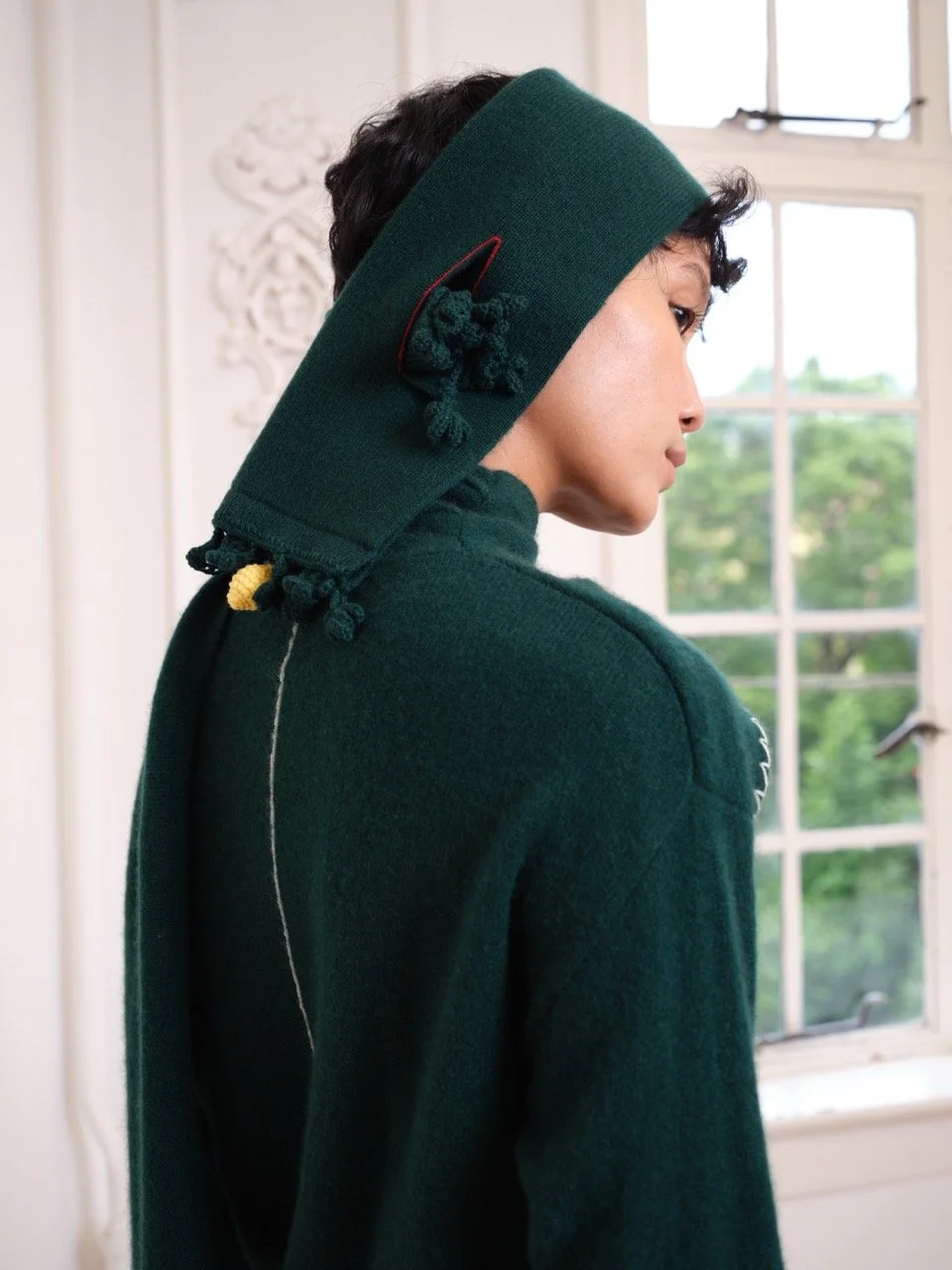 Corchet Bow Scarf - Forest