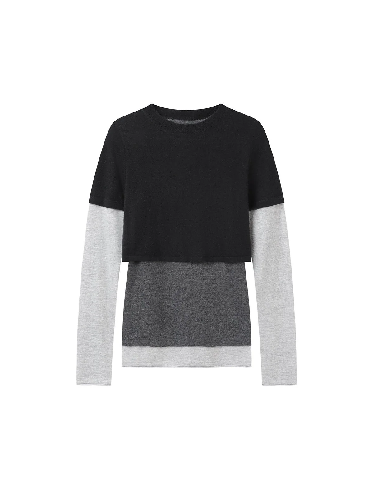 Long Sleeve Double Layer Set - Black