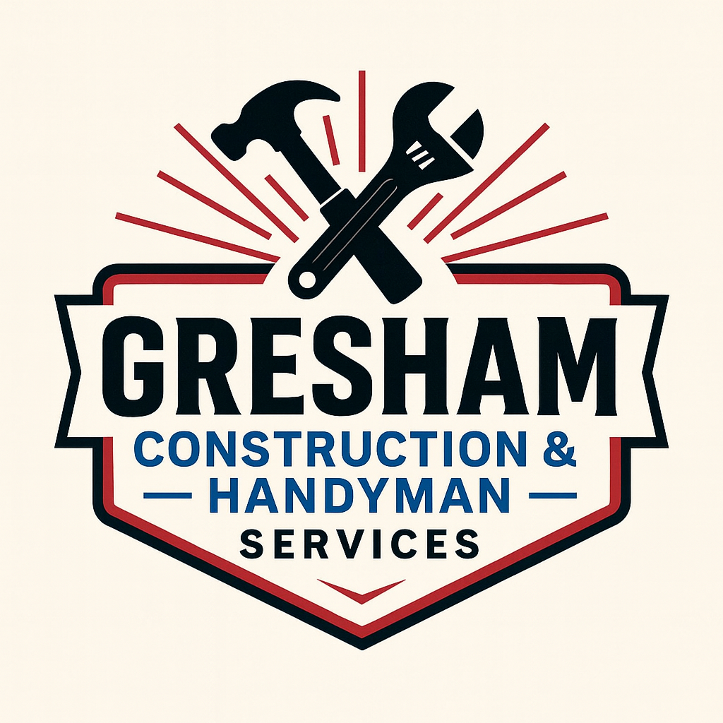 Logo for Gresham Construction & Handyman Services featuring a hammer and wrench crossed above the company name.