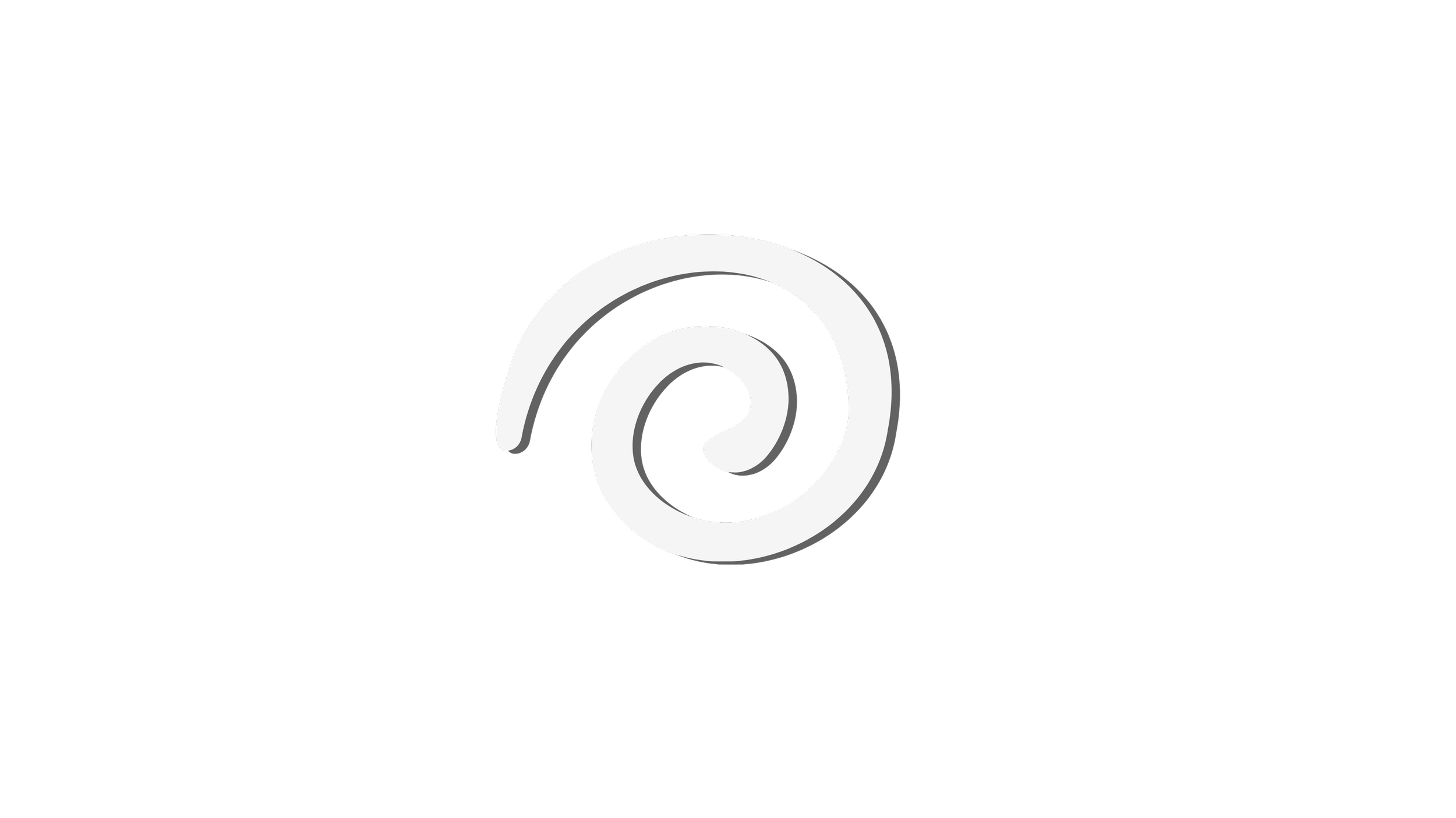 Black background with a white spiral logo in the center