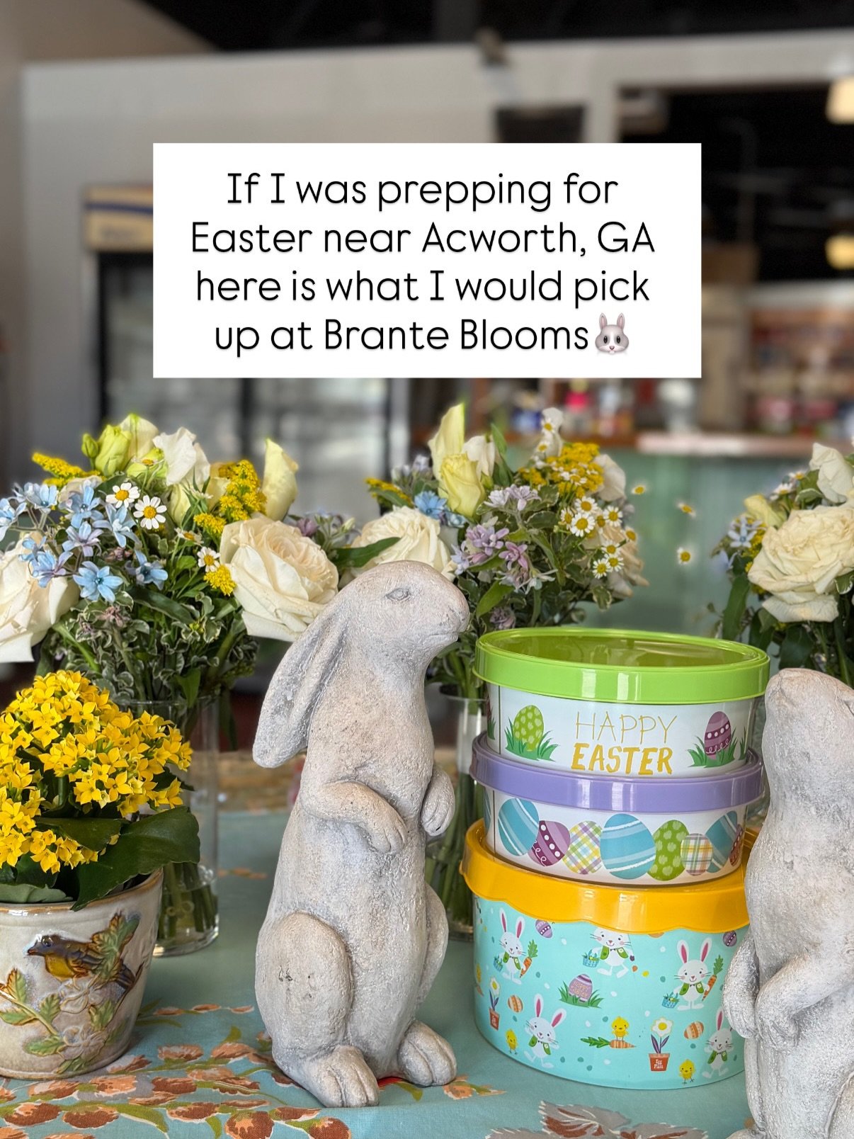We are prepping for our Easter table + baskets💐🧺🐰 Stop by the shoppe to be ready for celebrations with the ones you love the most 💕

#easterflowers #eastercelebration #acworthga #florist #georgialiving