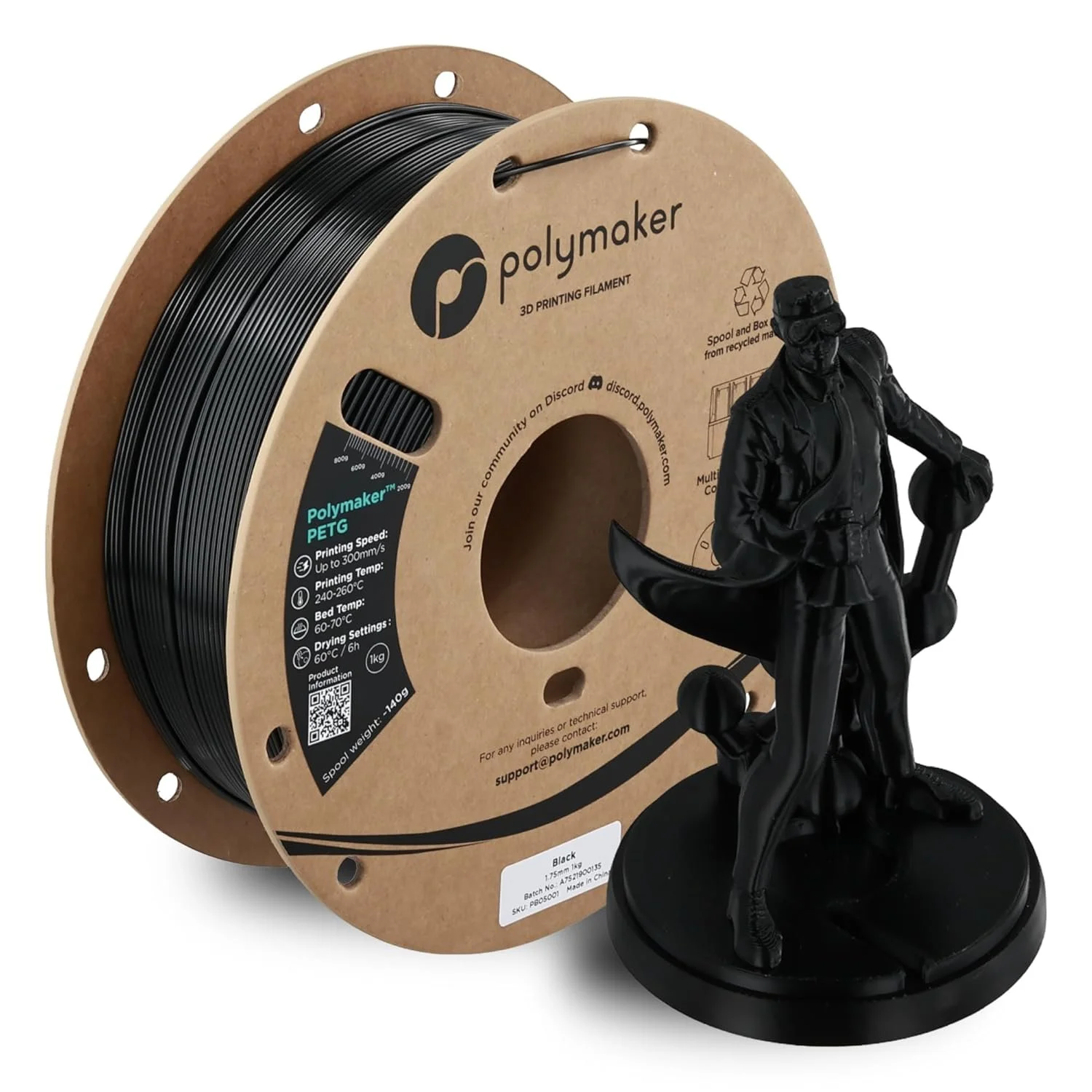 Polymaker PETG High Speed 3D Printing Filament Black 1.75mm 1kg