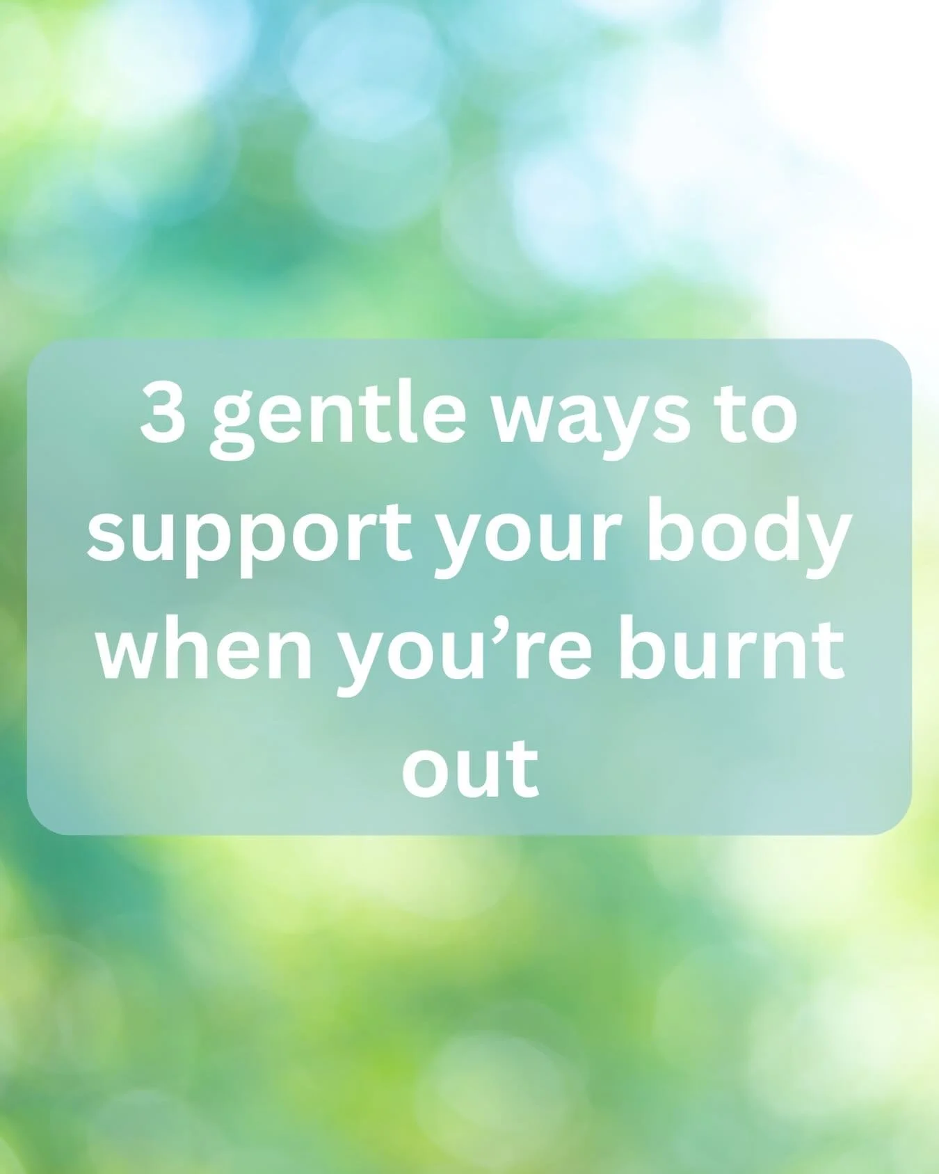 3 gentle ways to support your body when you&rsquo;re burnt out
(Spoiler: it&rsquo;s not just &ldquo;rest more&rdquo;)

When your nervous system is stuck in survival mode, rest alone often isn&rsquo;t enough.
Your body may not feel safe enough to rela