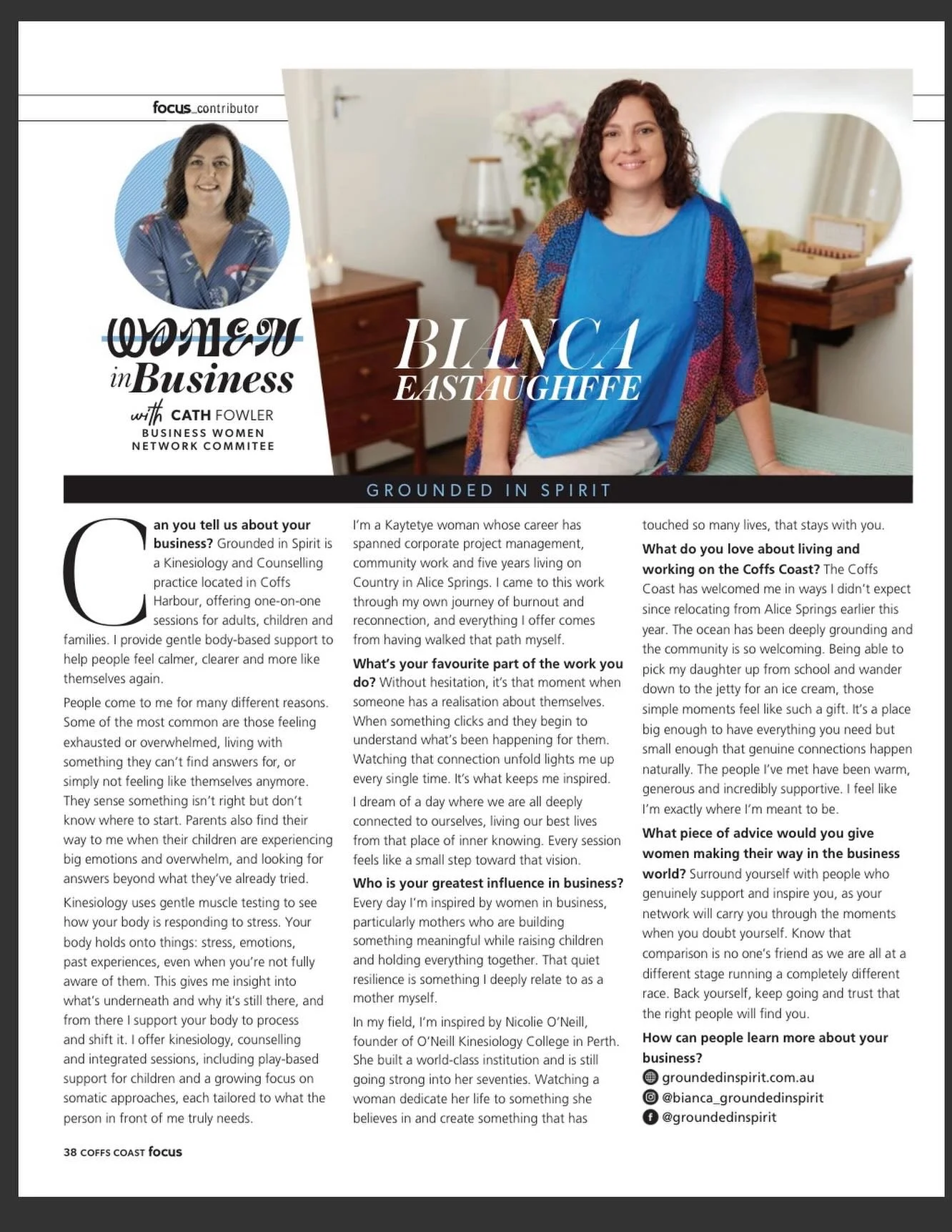 A little milestone for Grounded in Spirit 🌿

Last month I was invited to share my story in Focus Magazine.

Reading it again reminds me how much this journey has changed my life.

Grounded in Spirit was born from my own experience of burnout, overwh