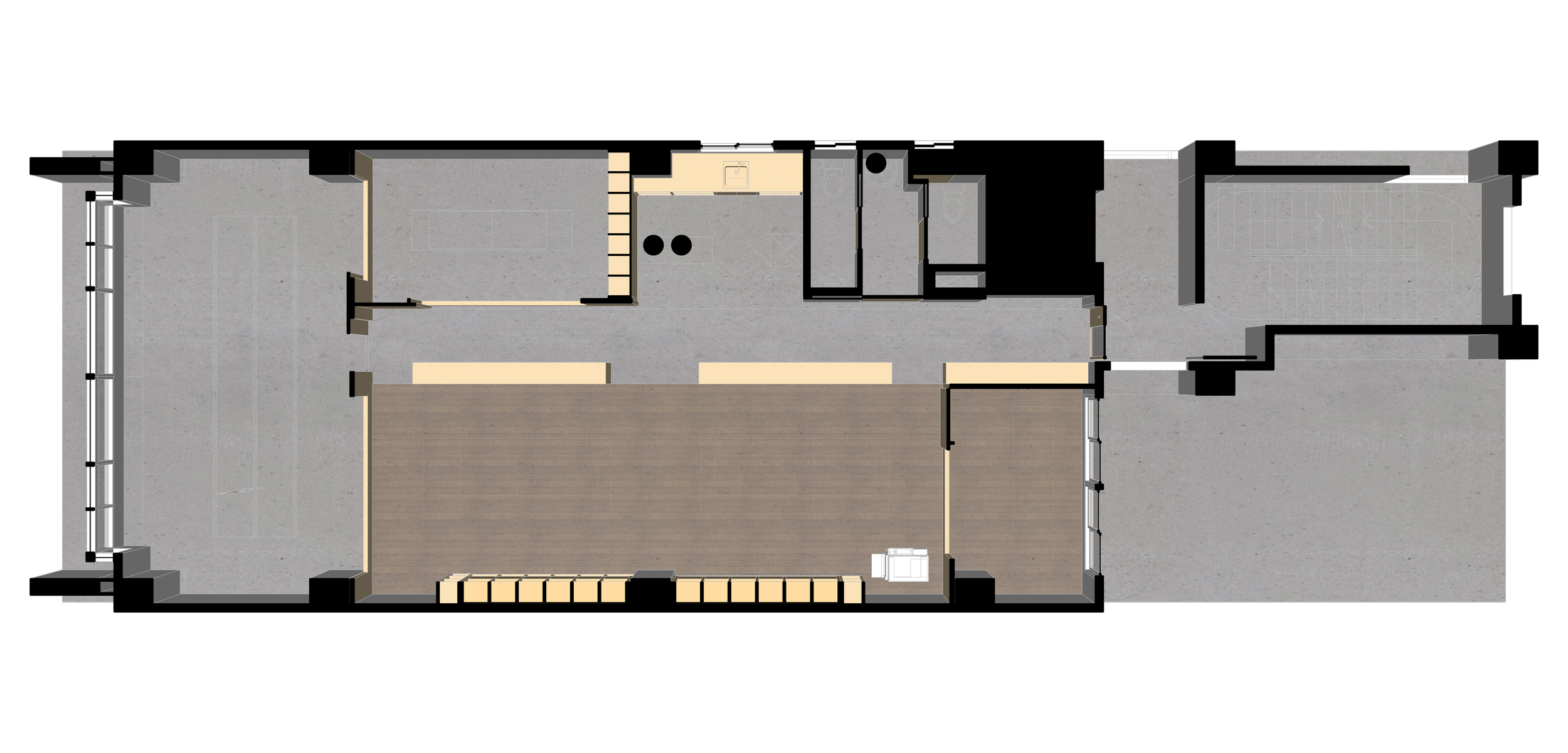  視線可以自由穿透，動線自然流動，讓辦公室保有開放感，同時也回應實際使用需求。 