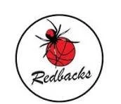 Logo featuring a red softball with a black spider on top and the text 'Redbacks' below.