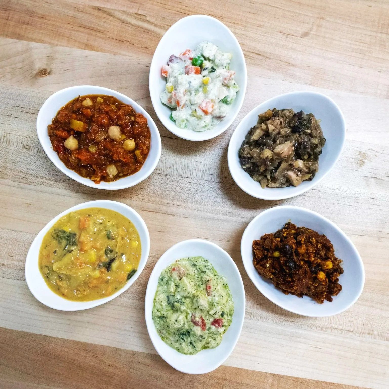 Assortment of scratch made chicken pot pie fillings.