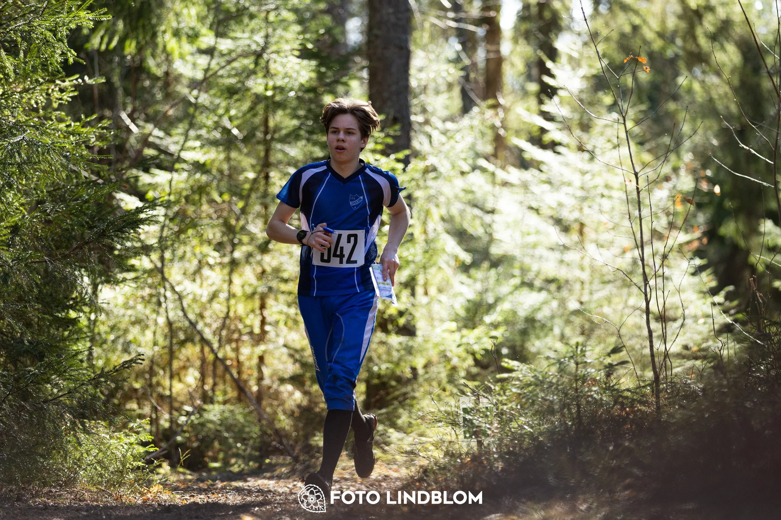 This picture shows competitors during Nyköpingsorienteringen 2026 navigating through forest terrain, photographed by Foto Lindblom.