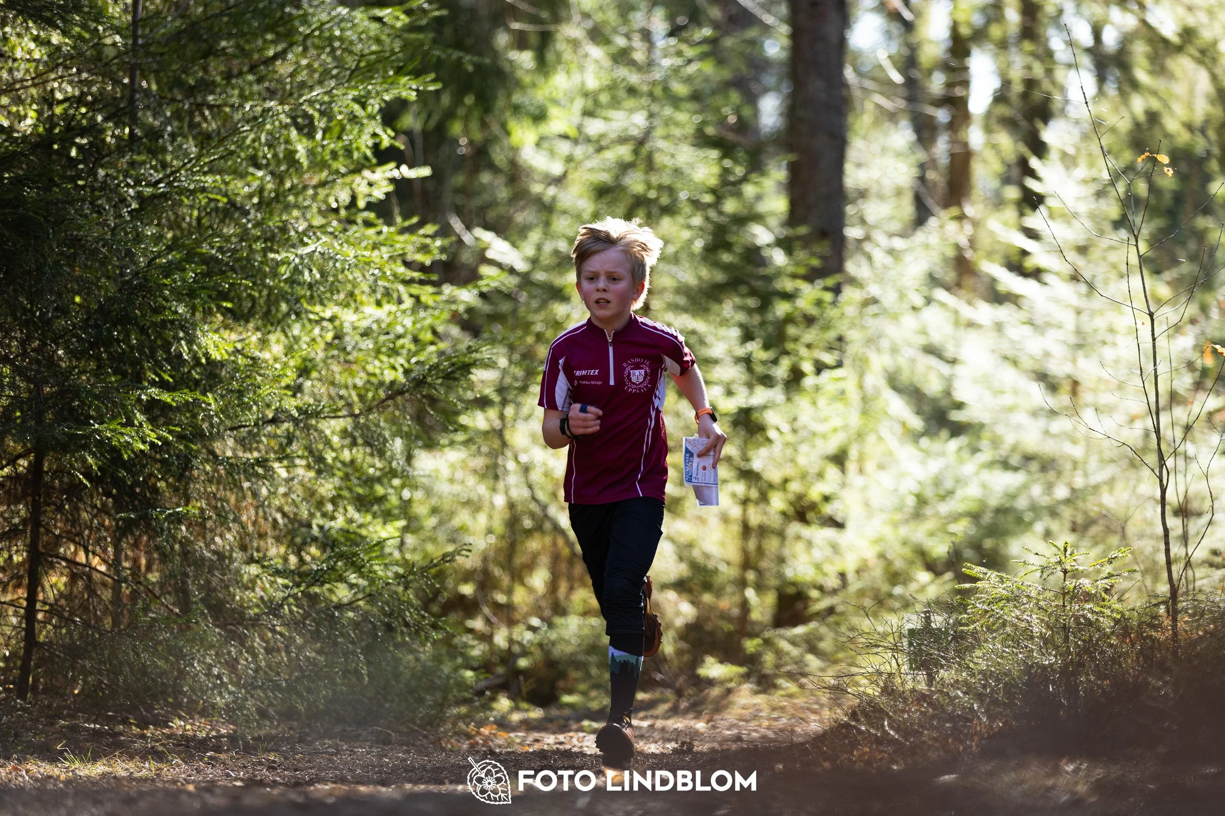 A photo from the 2026 Nyköpingsorienteringen orienteering event in a Swedish forest, captured by Foto Lindblom.