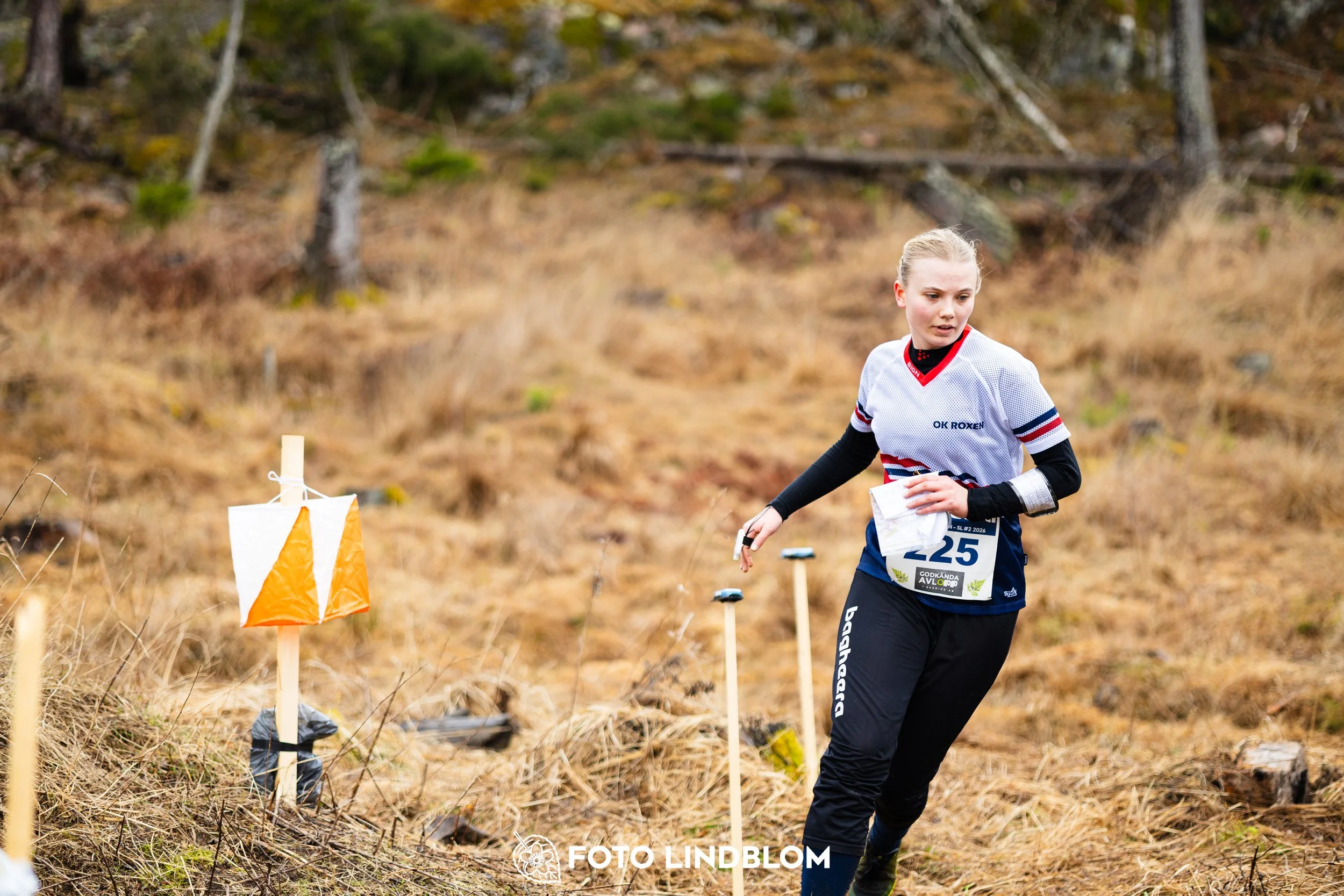 A photo from a Swedish orienteering league race in Kolmården during spring 2026, captured by Foto Lindblom.