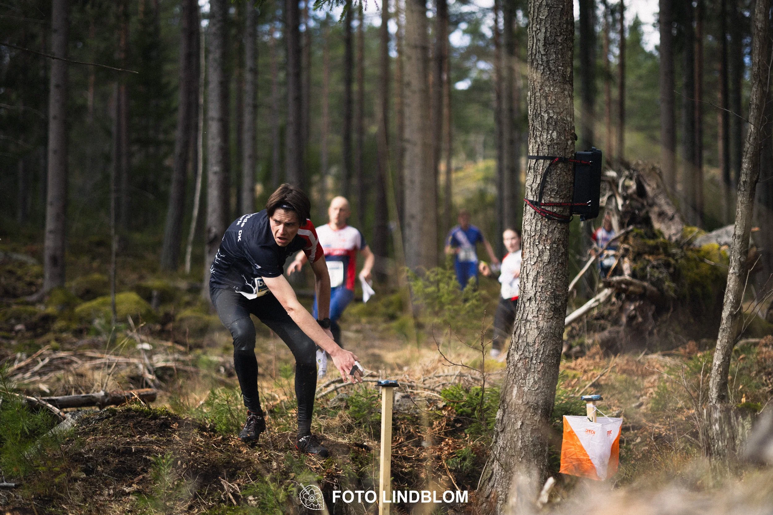 A scene from Kolmårdskavlen, the opening stage of the Swedish relay league 2026, captured by Foto Lindblom.