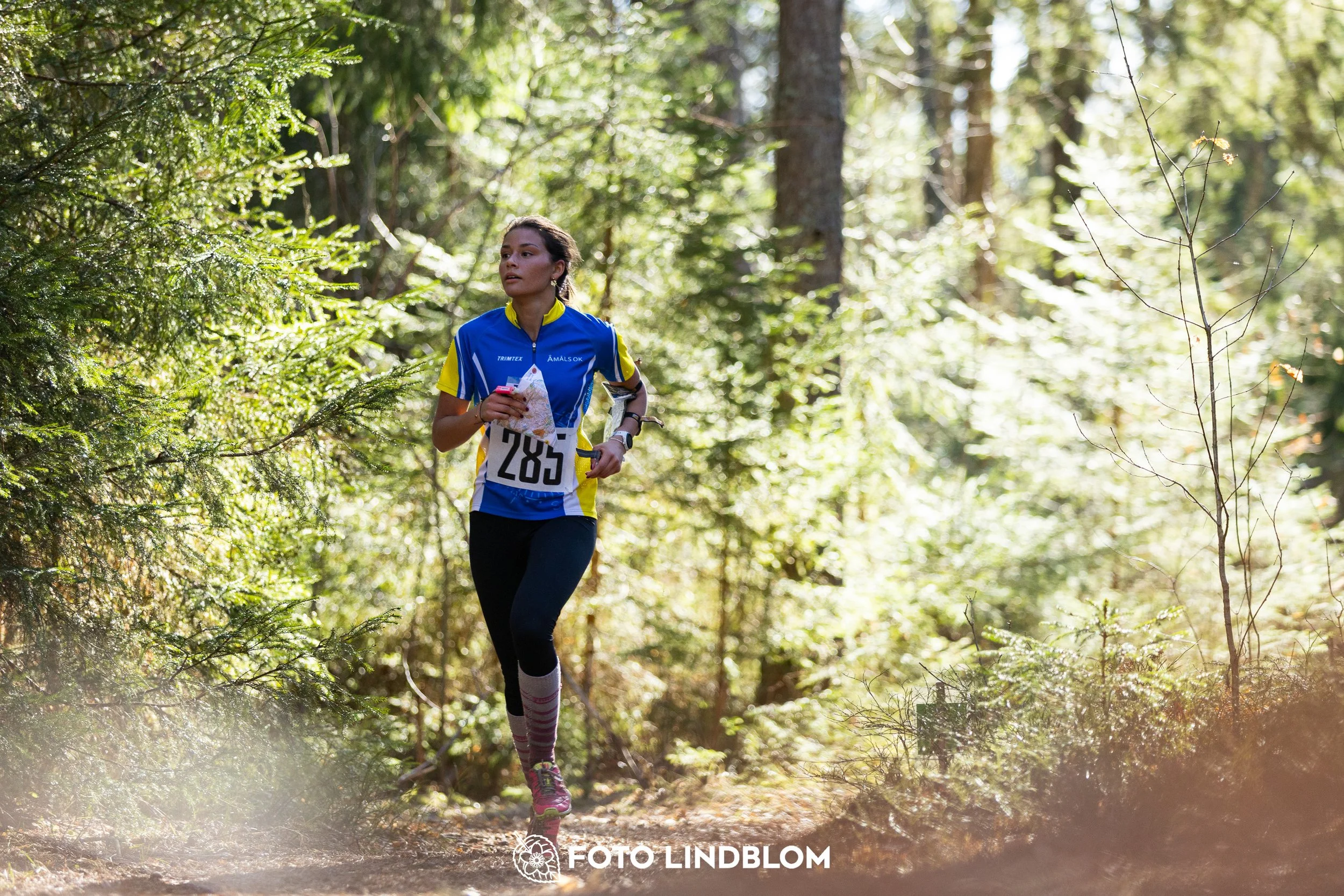 This picture shows competitors during Nyköpingsorienteringen 2026 navigating through forest terrain, photographed by Foto Lindblom.