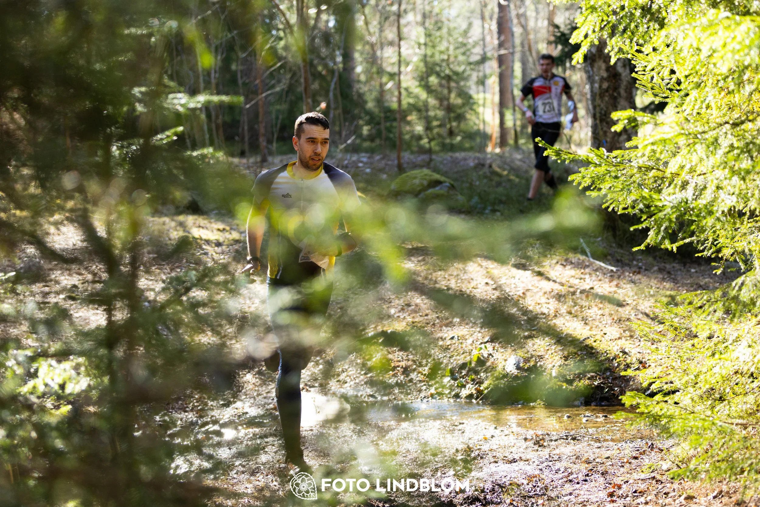 Forest orienteering action at Nyköpingsorienteringen 2026, documented in this photo by Foto Lindblom.