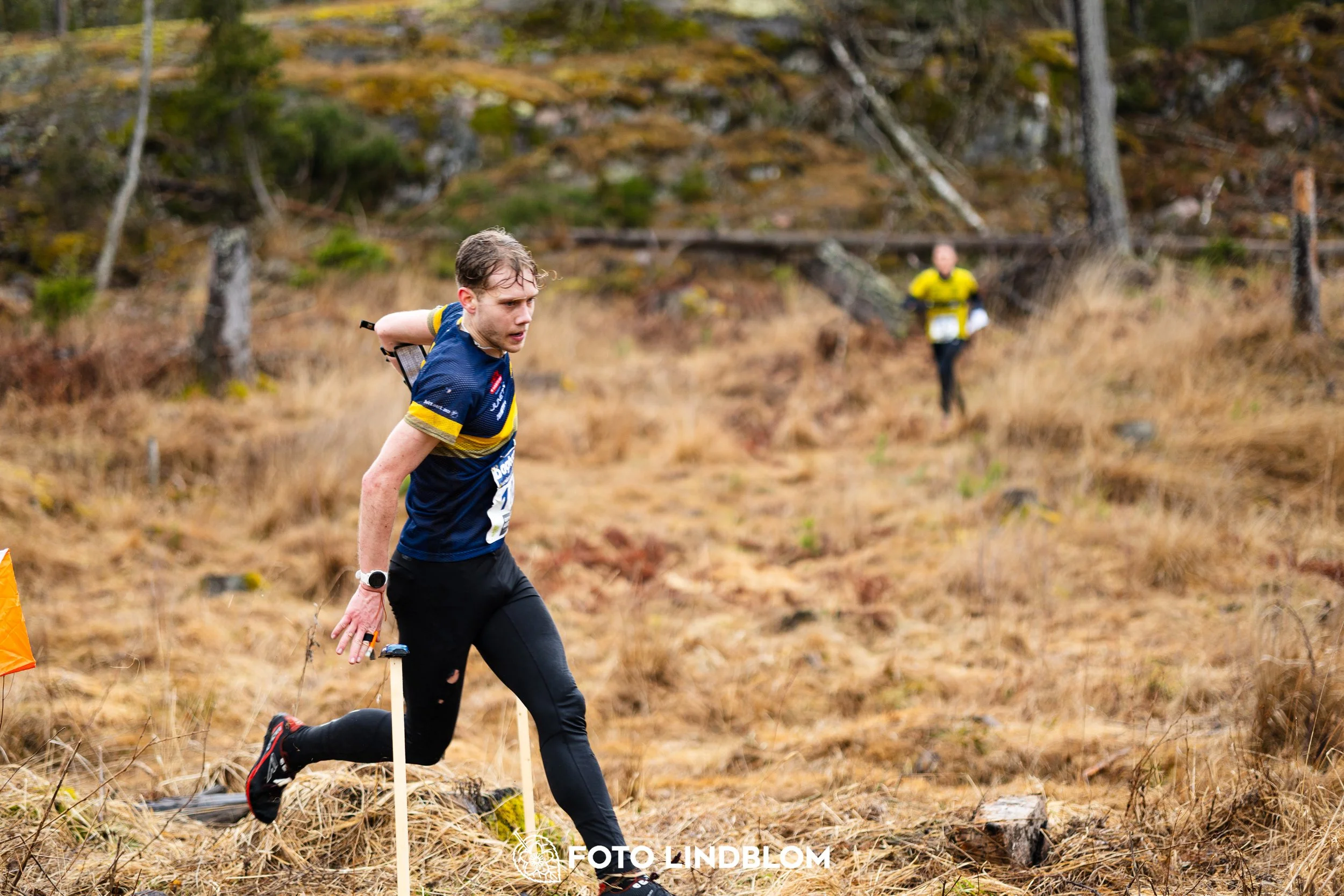 A photo from a Swedish orienteering league race in Kolmården during spring 2026, captured by Foto Lindblom.