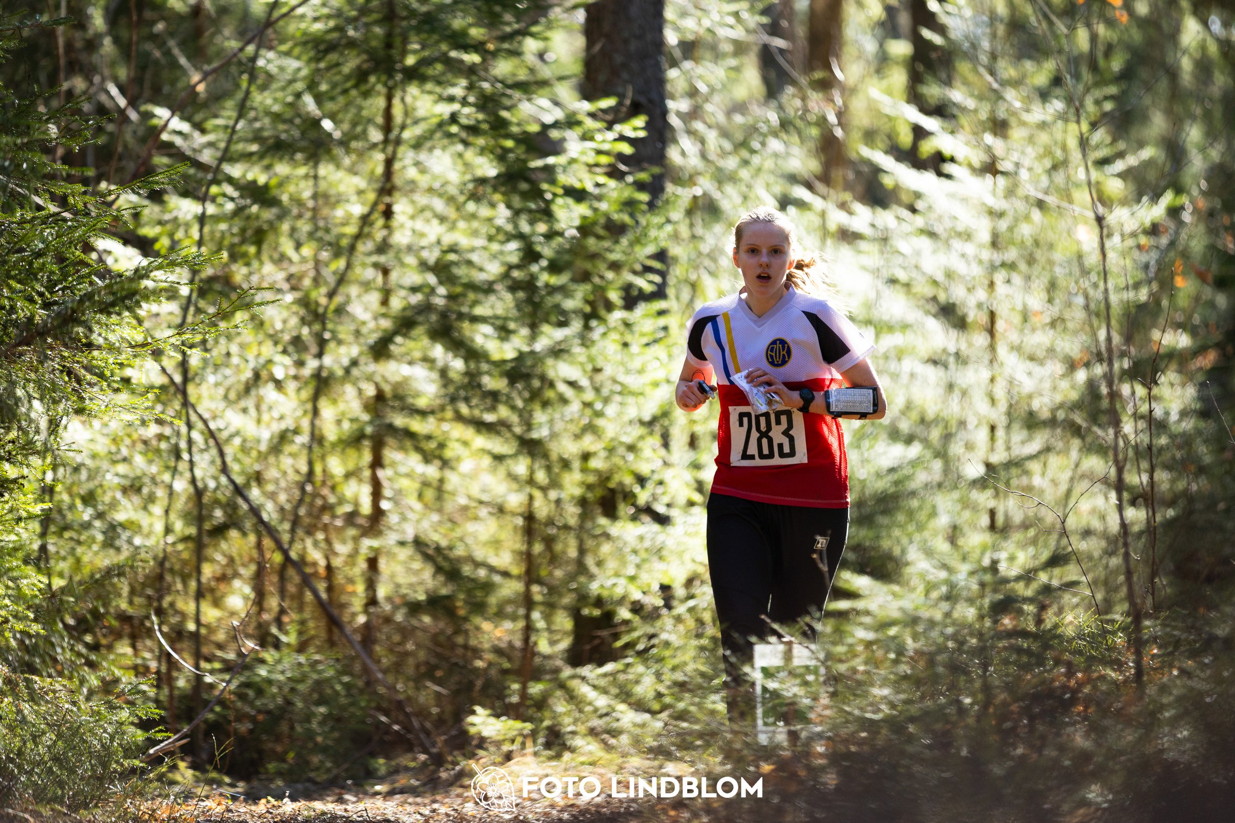 A forest-stage photo from the 2026 Nyköpingsorienteringen orienteering event, taken by Foto Lindblom.