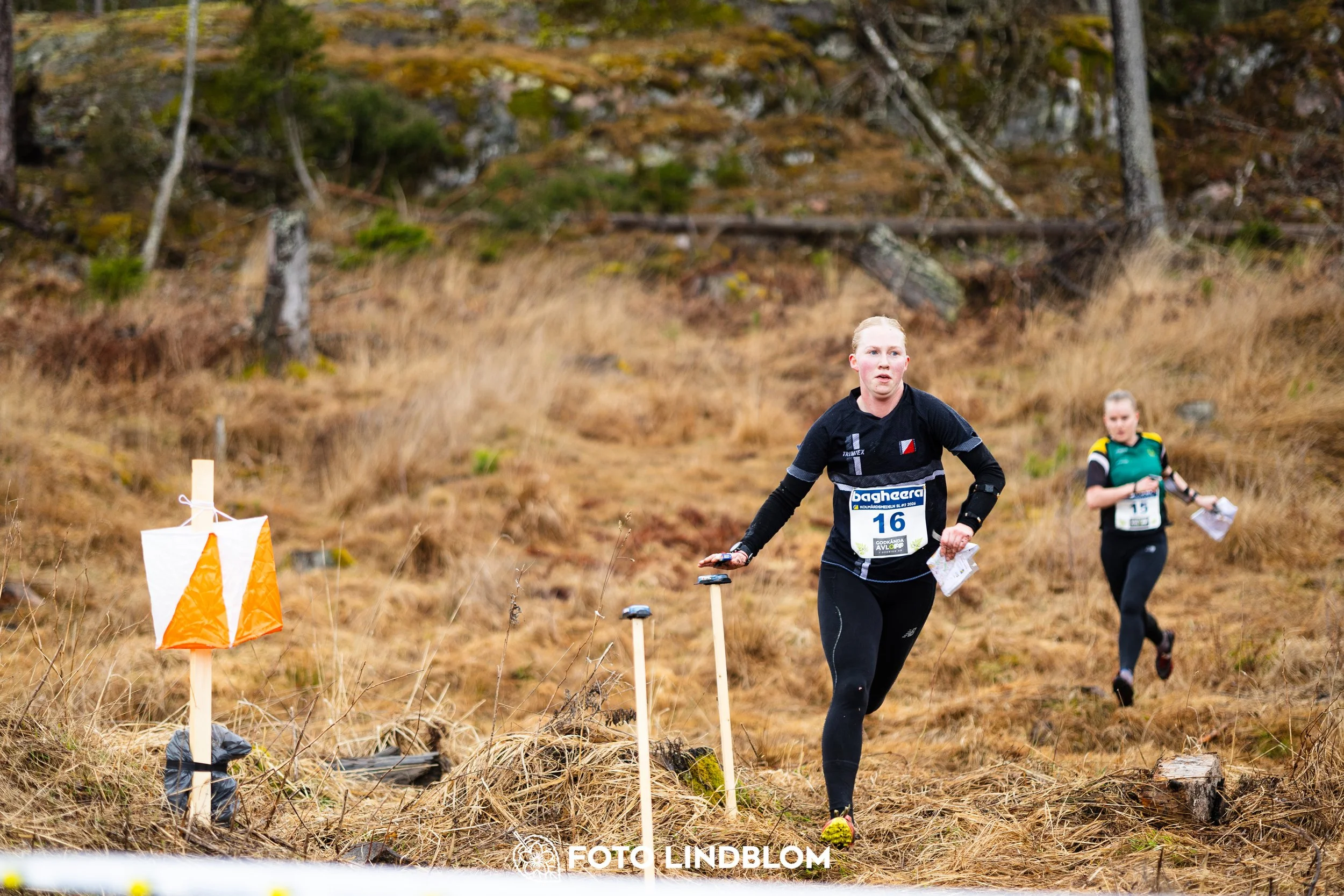 A scene from the Swedish League orienteering competition in Kolmården spring 2026, captured by Foto Lindblom.