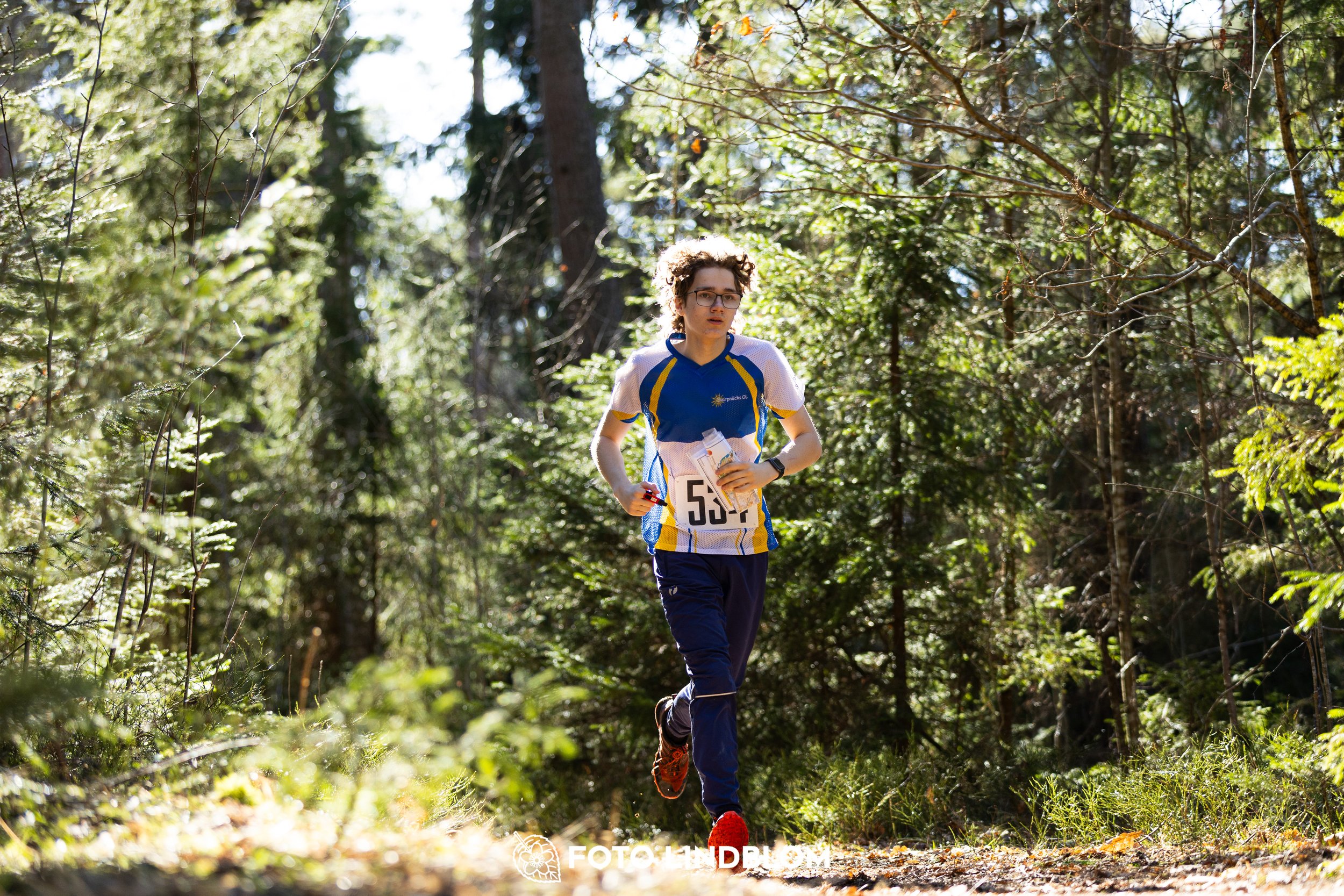 An image from Nyköpingsorienteringen 2026 featuring orienteers in a wooded landscape, shot by Foto Lindblom.