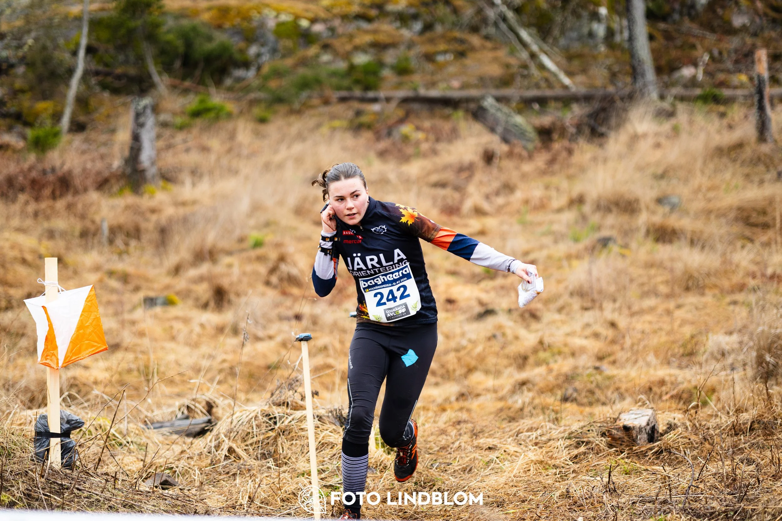 A moment from a middle distance orienteering race in Kolmården during the Swedish League 2026, captured by Foto Lindblom.