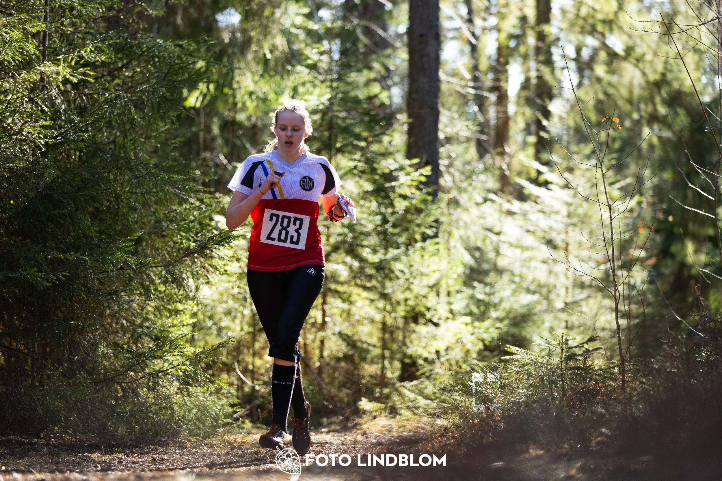 Orienteering competition scene from Nyköpingsorienteringen 2026 in Sweden’s natural forest environment, captured by Foto Lindblom.