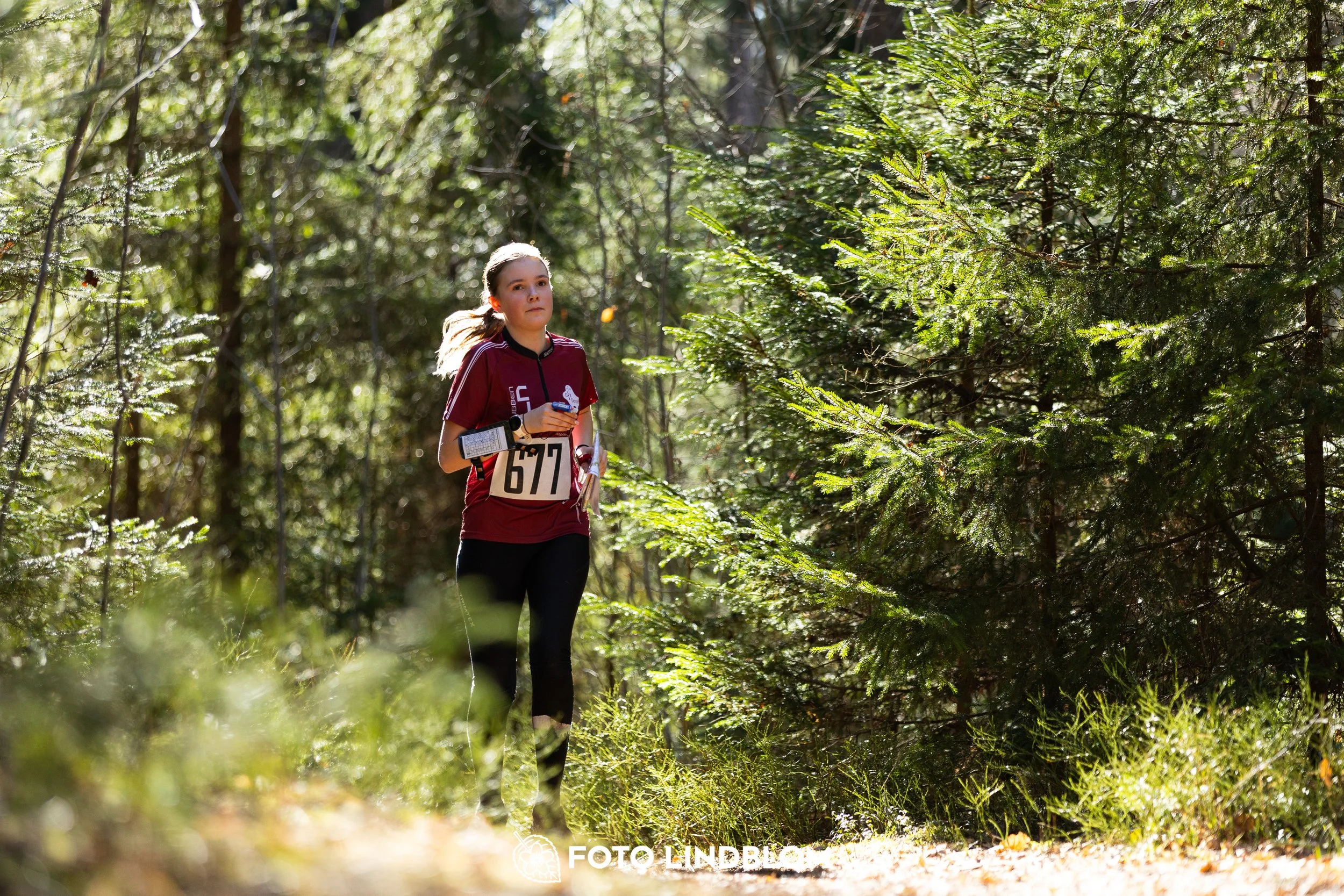 An image from Nyköpingsorienteringen 2026 featuring orienteers in a wooded landscape, shot by Foto Lindblom.