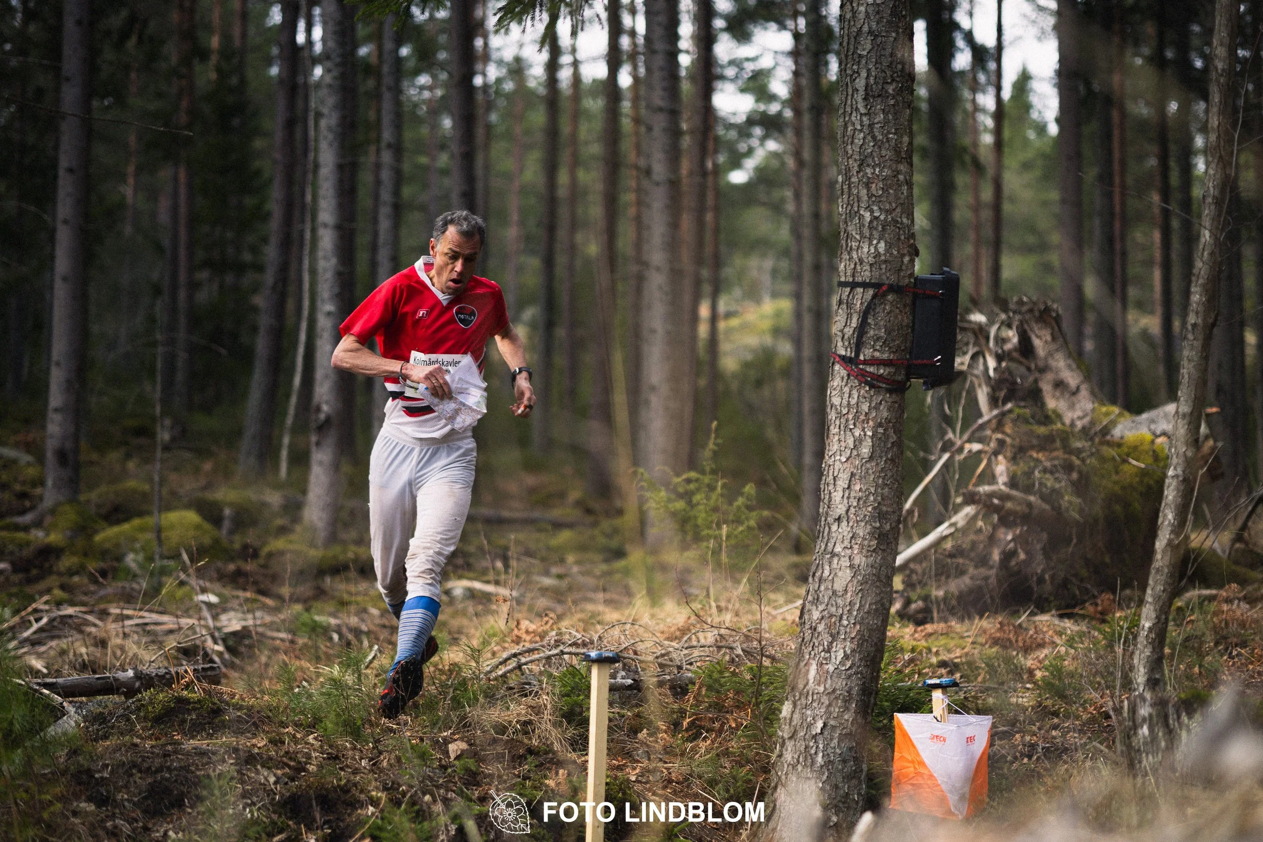 A scene from Kolmårdskavlen, the opening stage of the Swedish relay league 2026, captured by Foto Lindblom.
