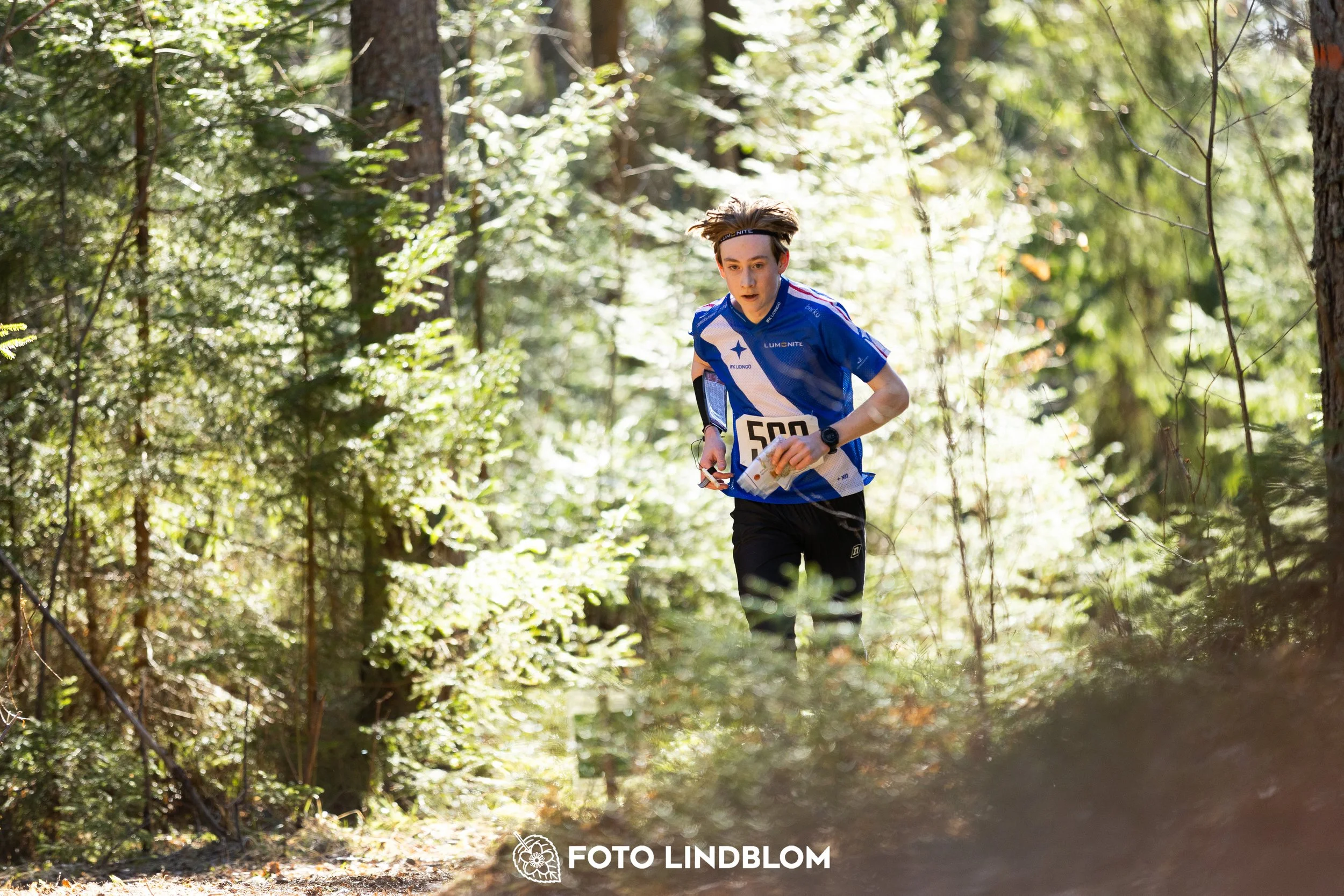 This picture shows competitors during Nyköpingsorienteringen 2026 navigating through forest terrain, photographed by Foto Lindblom.