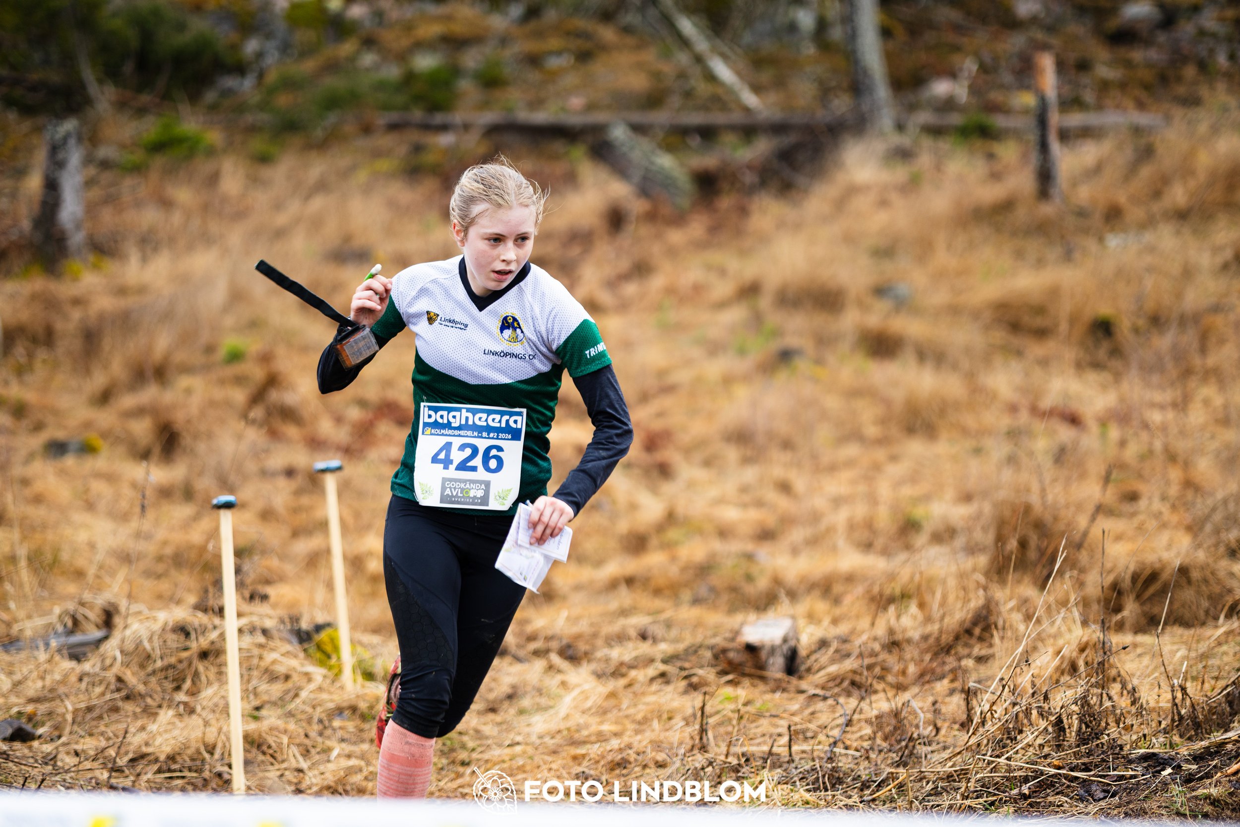 A photo from an orienteering race in Kolmården during the Swedish League spring season 2026, captured by Foto Lindblom.