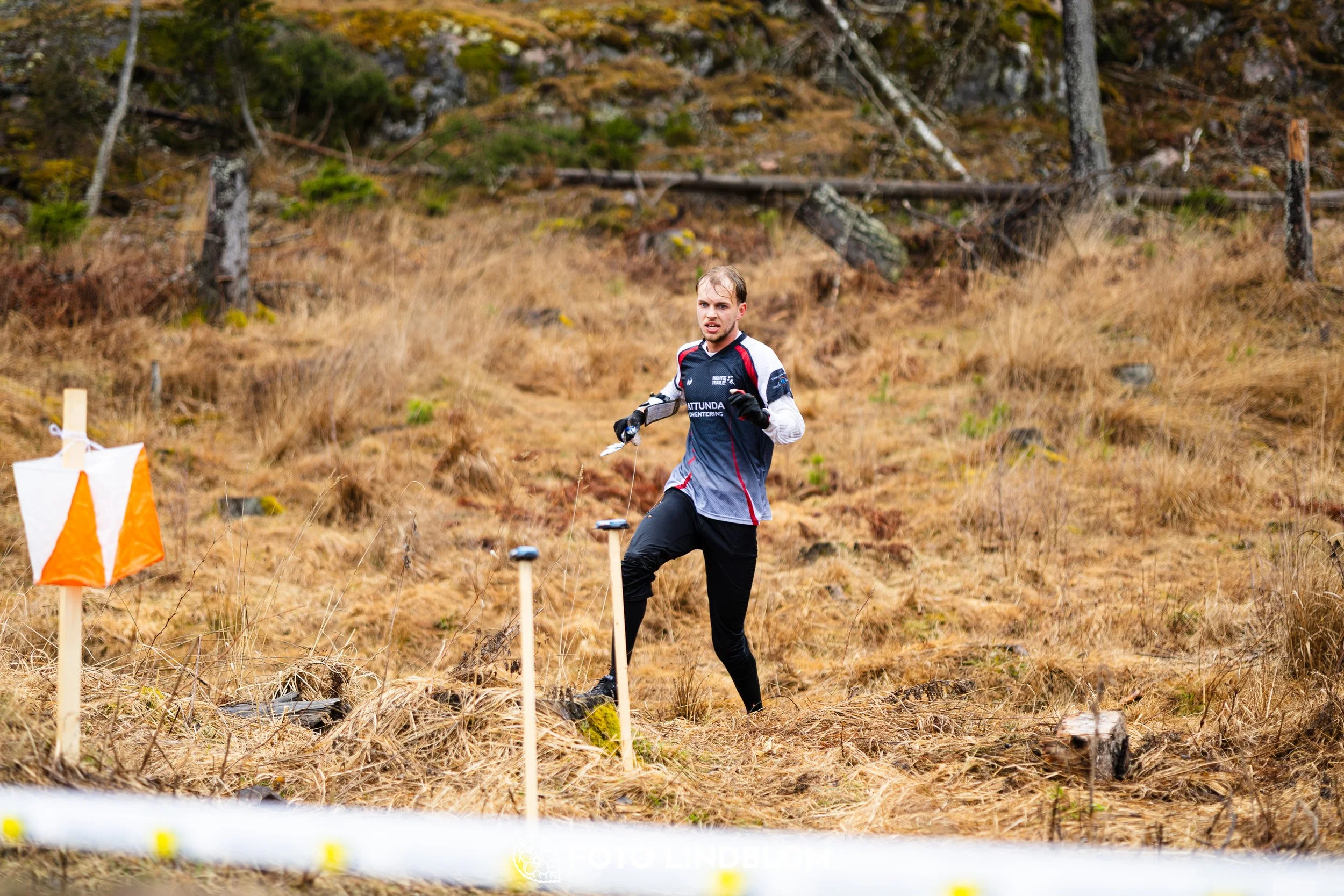 A scene from the Swedish League orienteering competition in Kolmården spring 2026, captured by Foto Lindblom.
