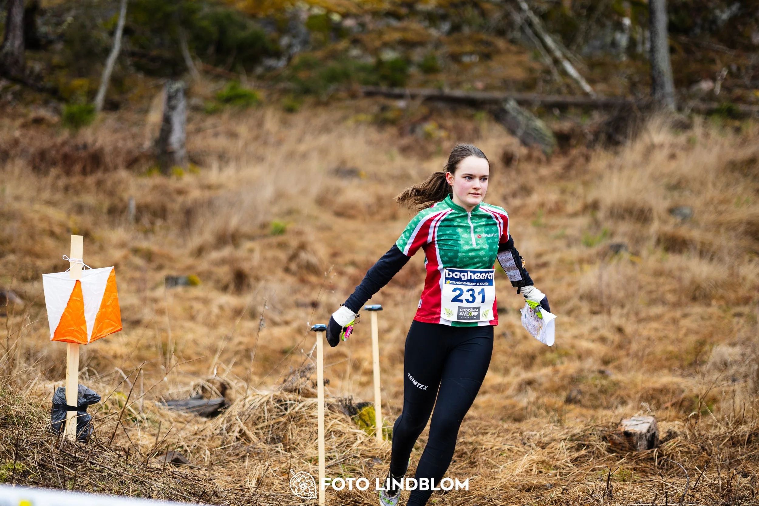 A scene from the Swedish League middle distance event in Kolmården spring 2026, captured by Foto Lindblom.