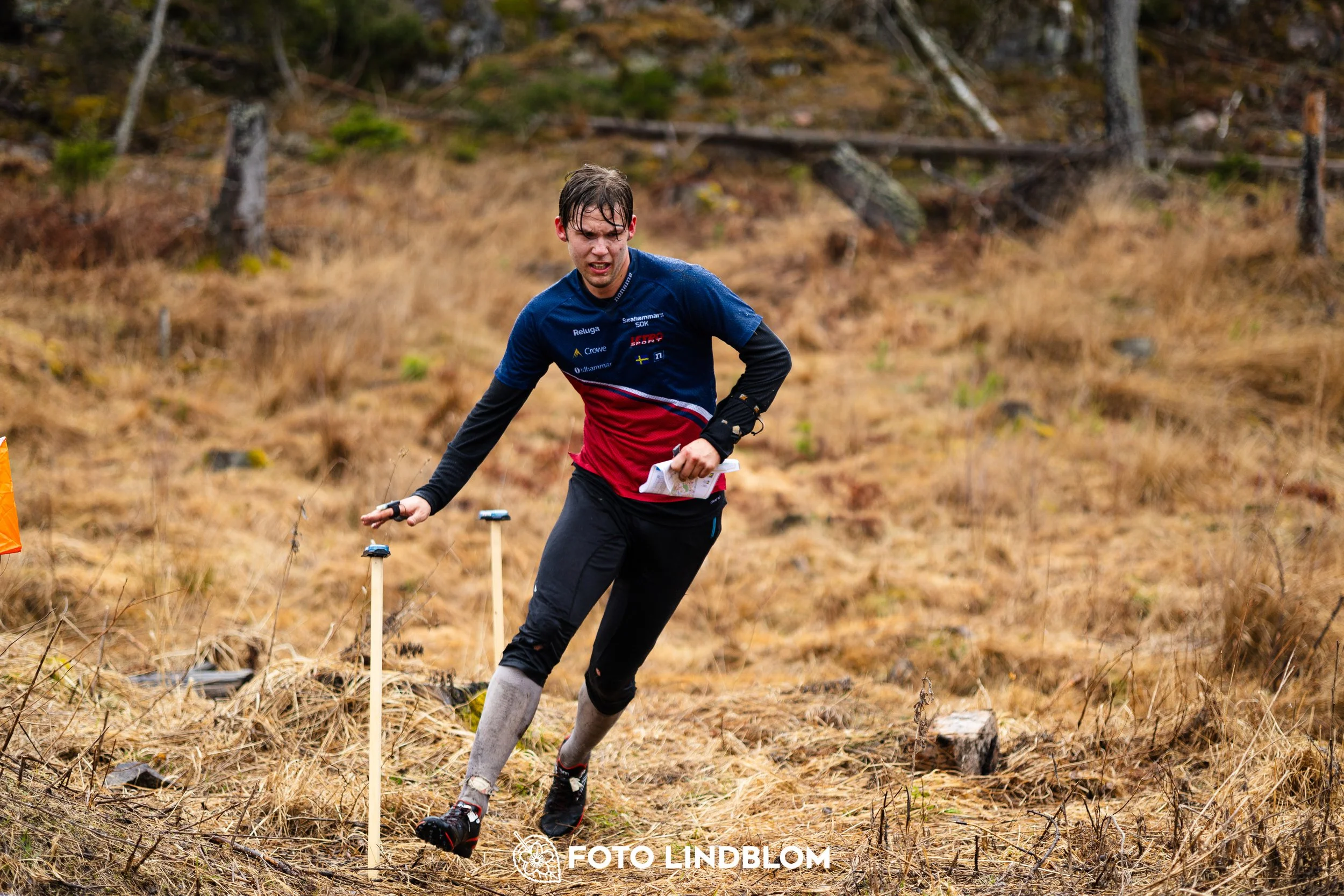 A scene from the Swedish League orienteering competition in Kolmården spring 2026, captured by Foto Lindblom.