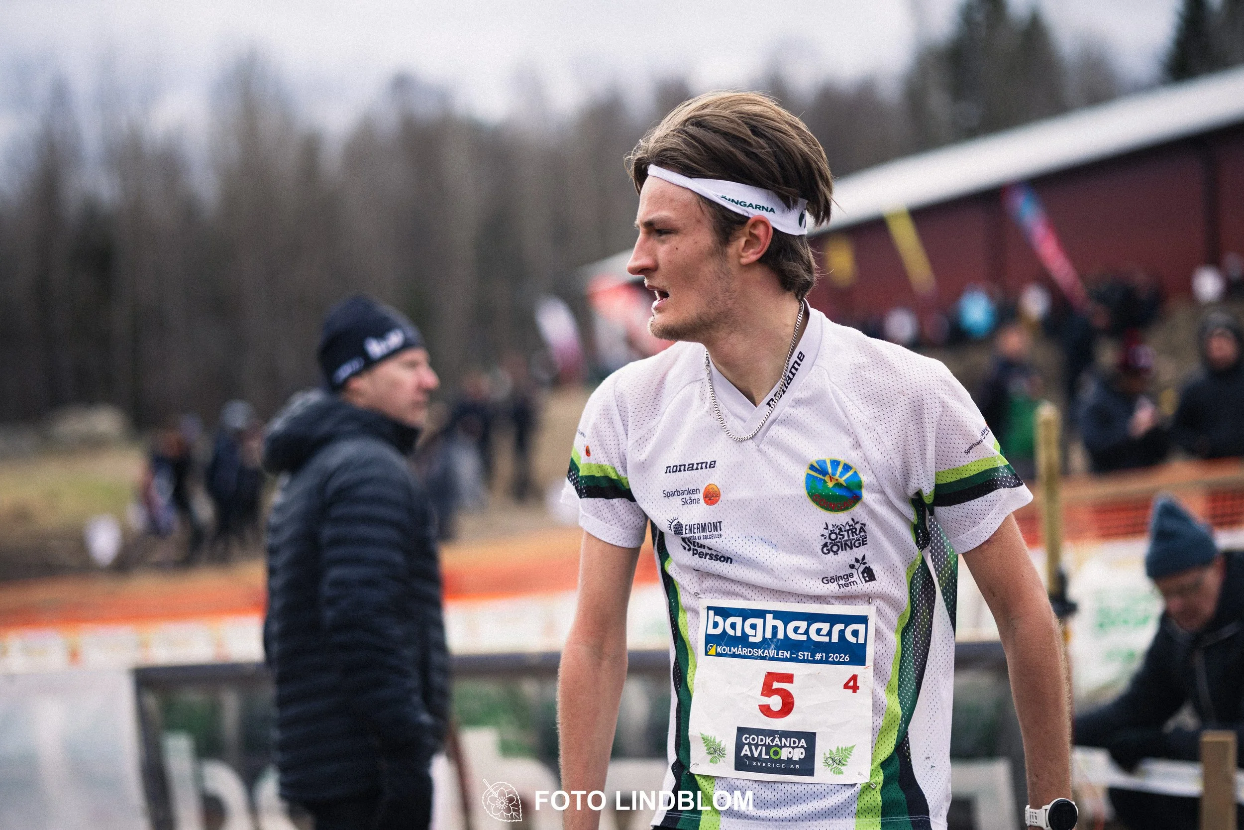 A photo from a relay orienteering competition in Kolmården during the 2026 Stafettligan season, showing Svante Selin, captured by Foto Lindblom.