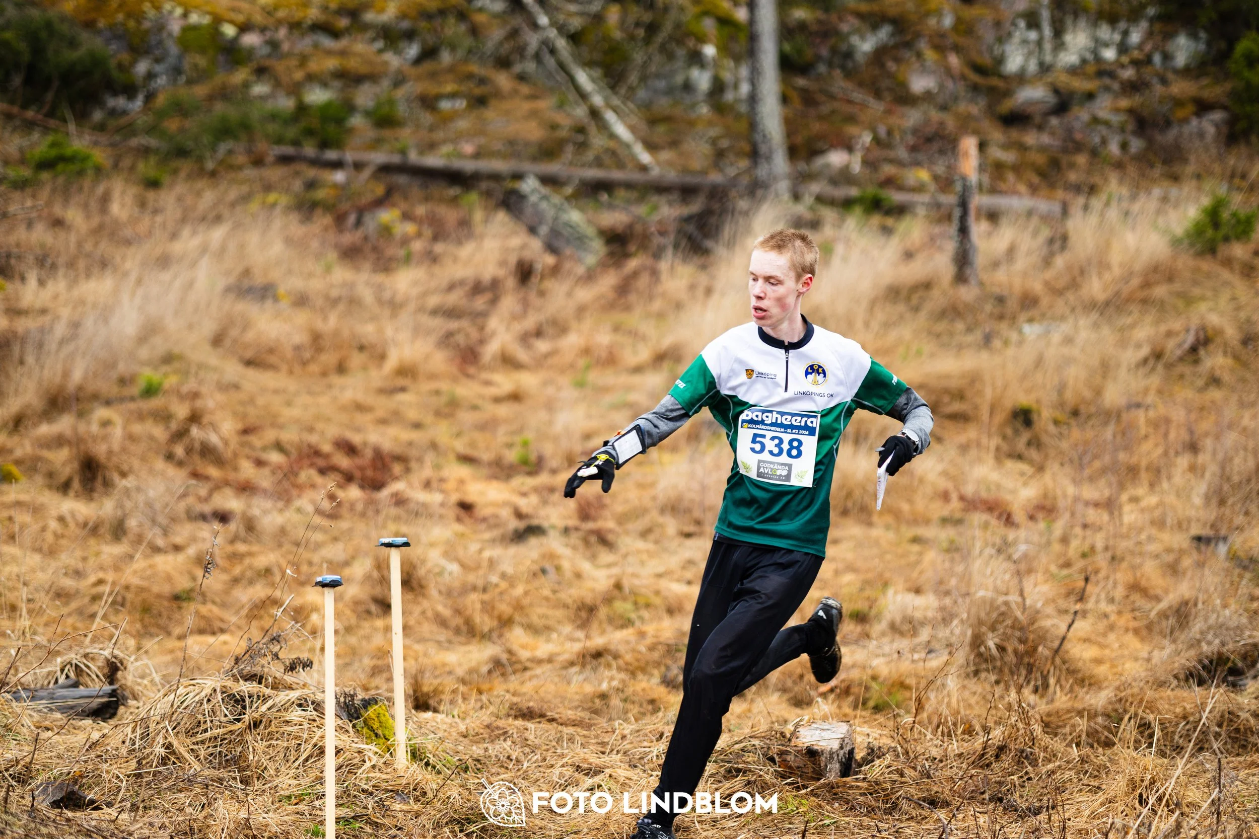 A moment from a middle distance orienteering race in Kolmården during the Swedish League 2026, captured by Foto Lindblom.