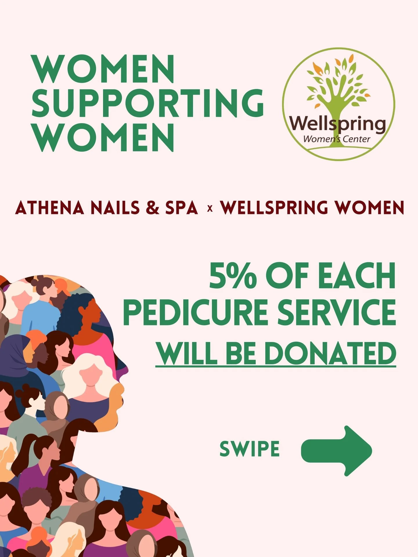 Women Supporting Women 🥹

This March, in honor of Women&rsquo;s Month, Athena is proud to partner with @wellspringwomenscenter to support women in Sacramento 🤍

Throughout the month, 5% of our pedicure service* will be donated to help support their
