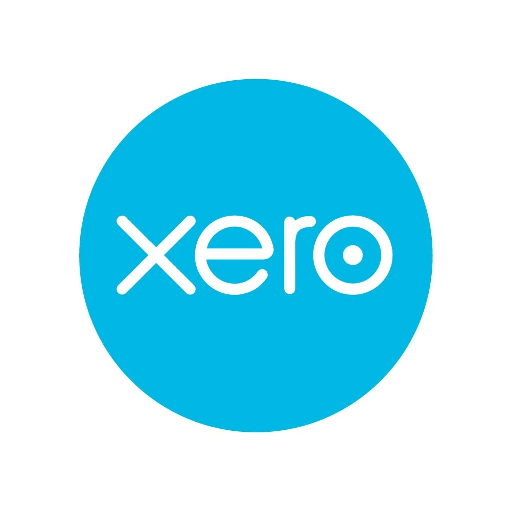 Blue circle with the white text "xero" inside.