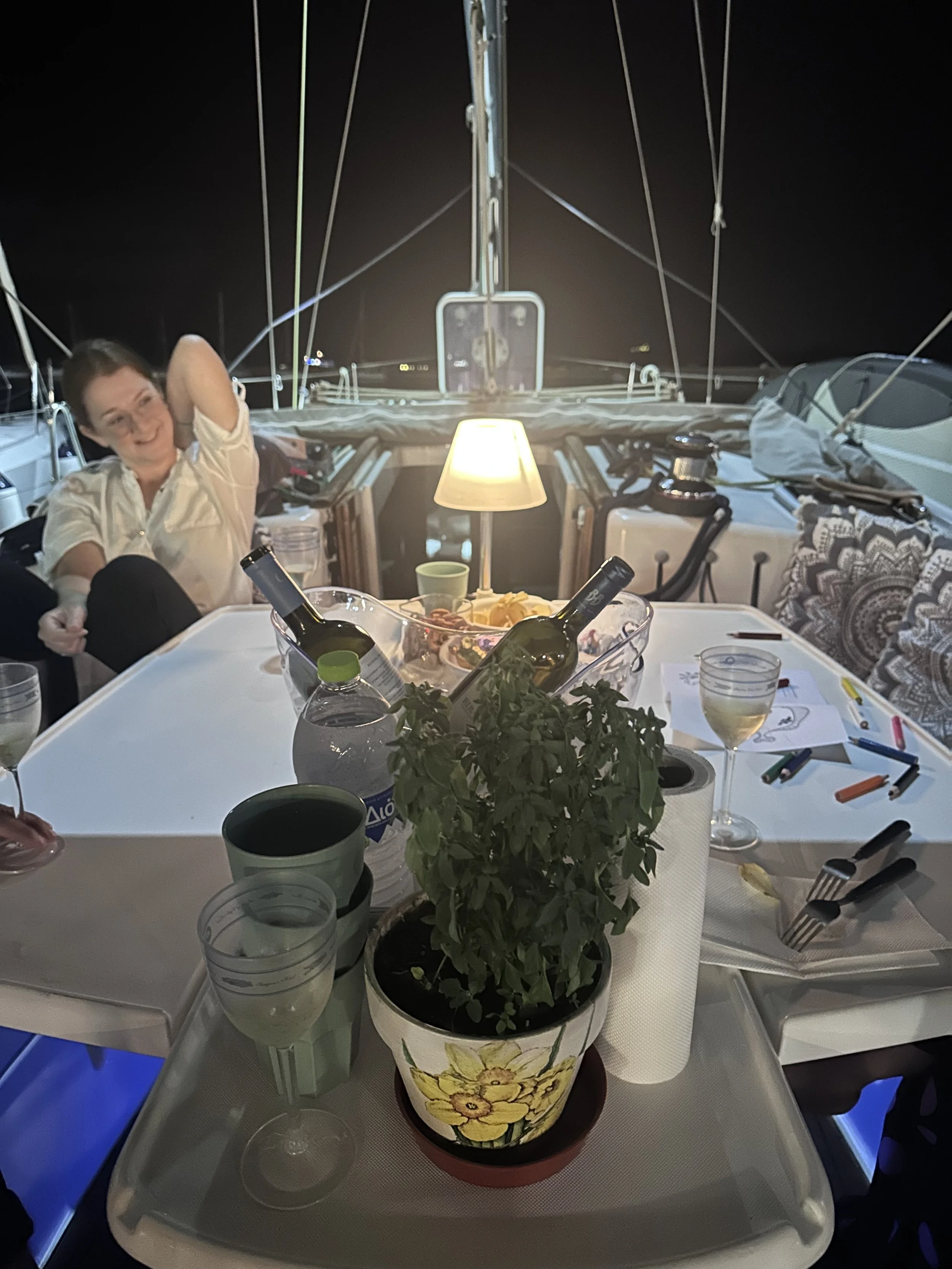 Romantic overnight sailing cruise in Thassos with dinner onboard a sailboat at night