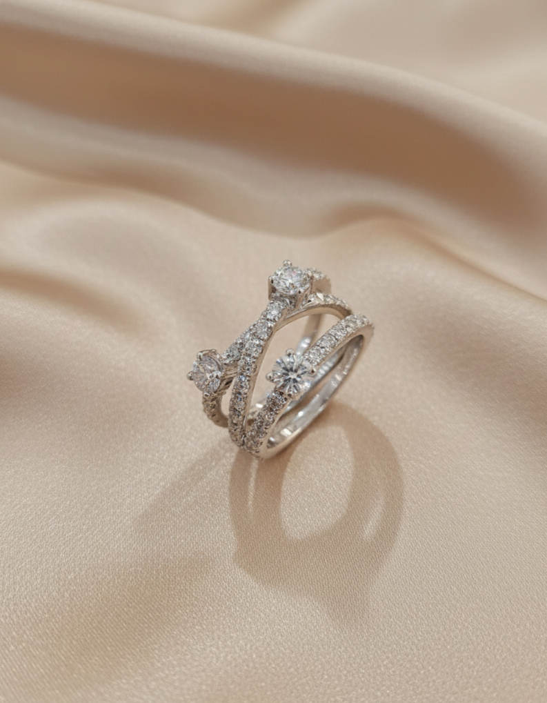 anelli con diamanti, trilogy e solitari