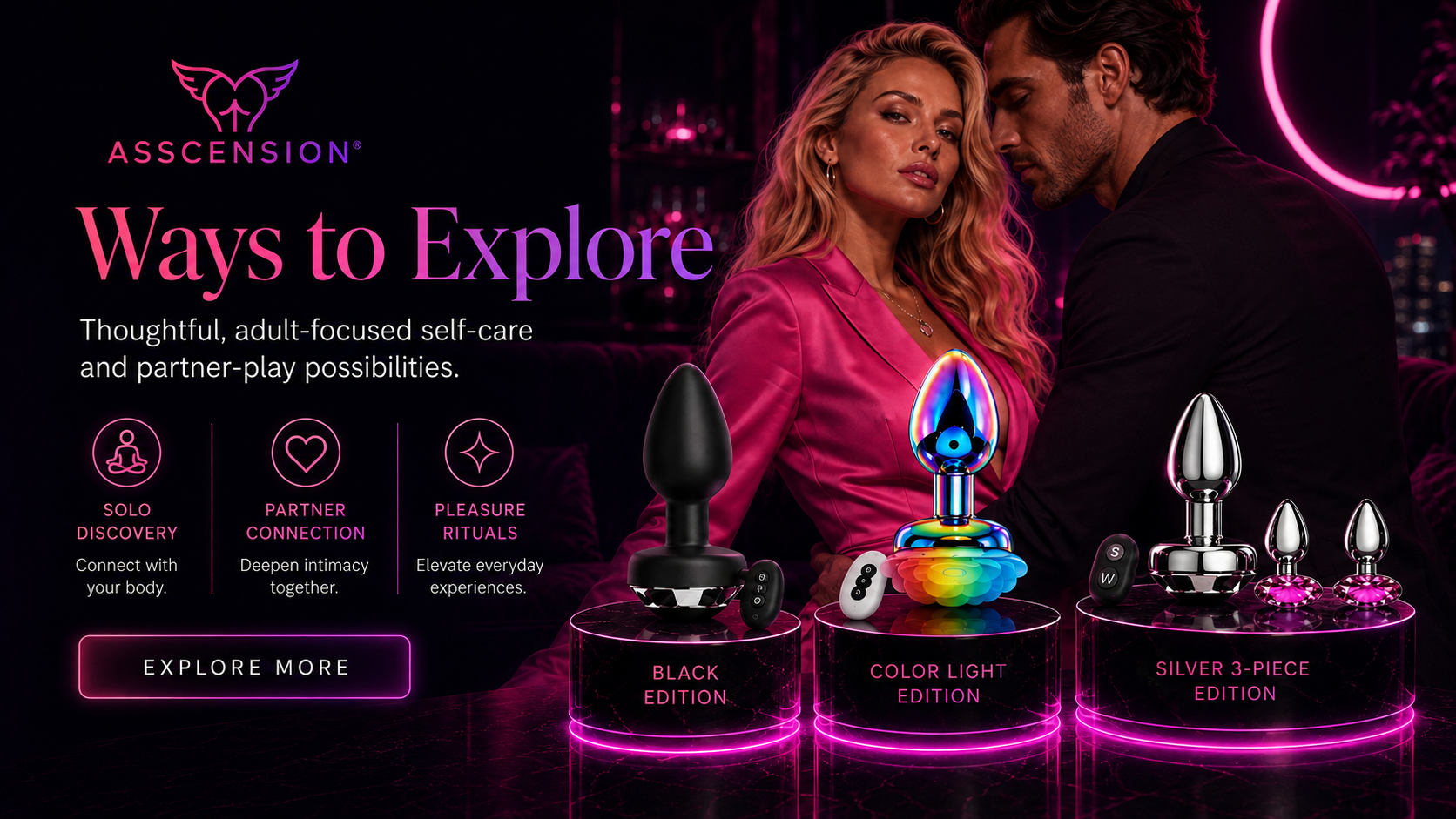 ASSCENSION® thoughtful adult-focused self-care and partner-play possibilities