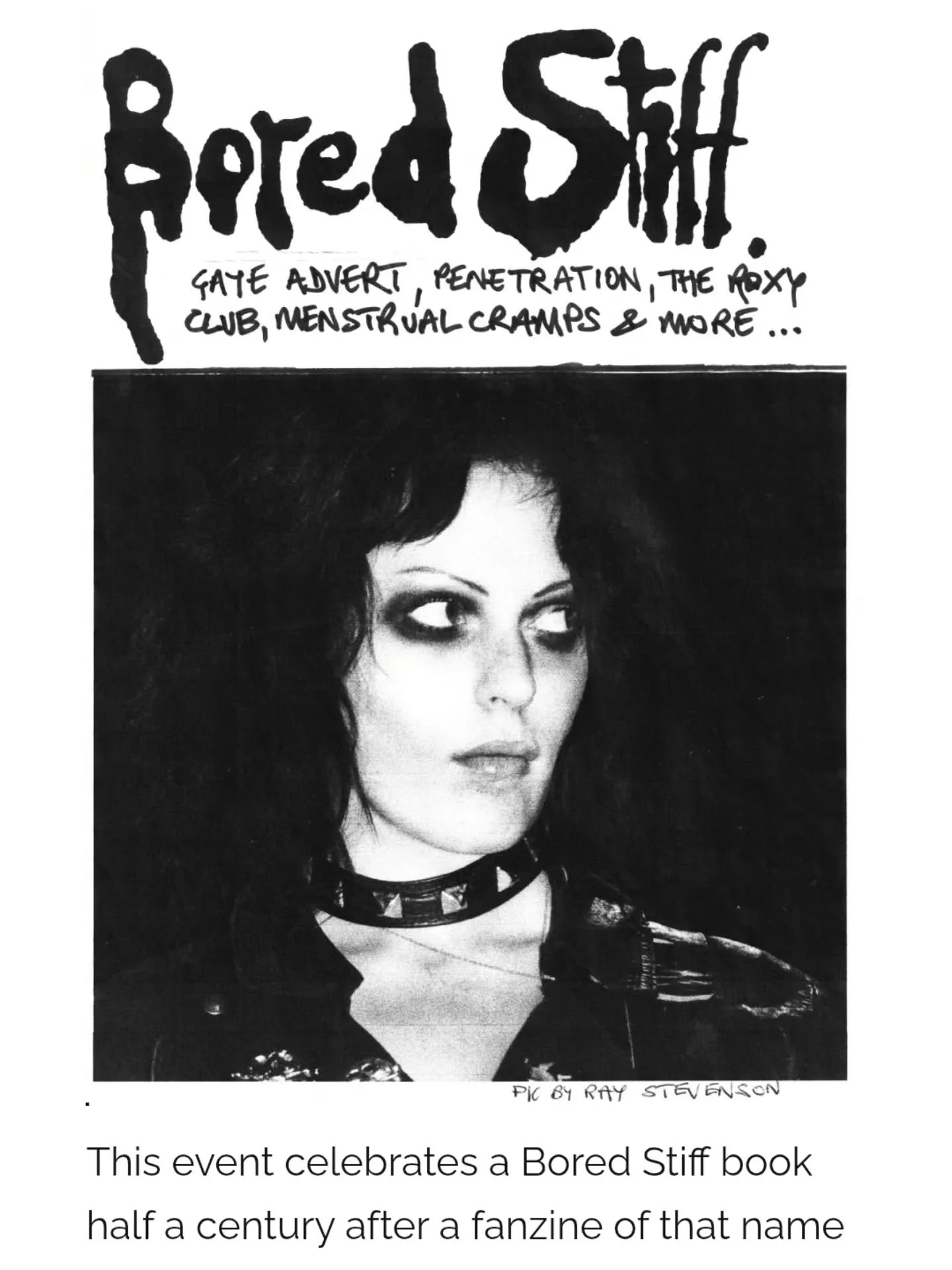 Tonight, Emilia will be at @housmans_books with @boredstifffanzine @terry.macalister and @gaye_black_art to discuss all things 50 years of punk, and celebrate the new release of a mega stacked Bored Stiff zine! Tickets have sold out, but feel free to