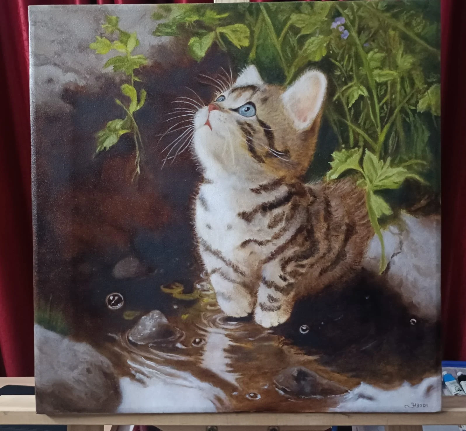 Curious, Oil Painting on Linen by the artist Adithya Bodi.