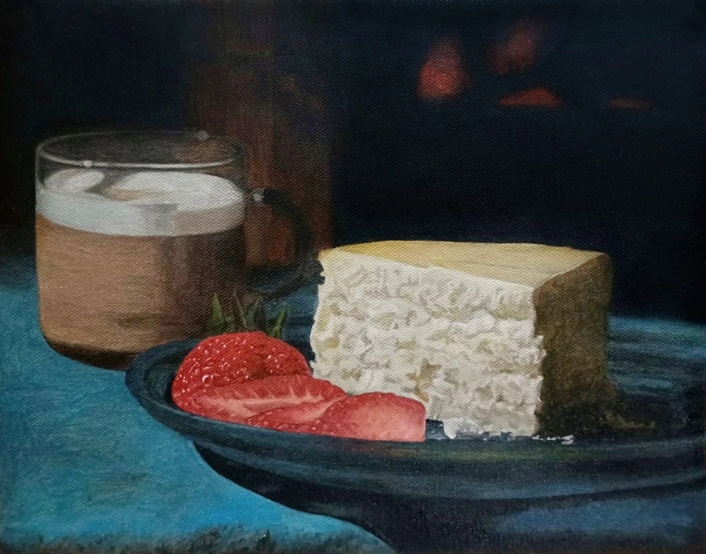 Cheesecake Breakfast, 2025, Oil on Canvas  — 9x12 in