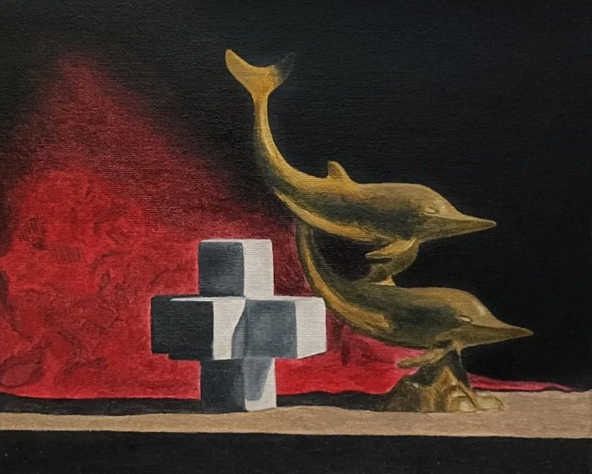 Dolphins, 2024, Oil, 9x12 in