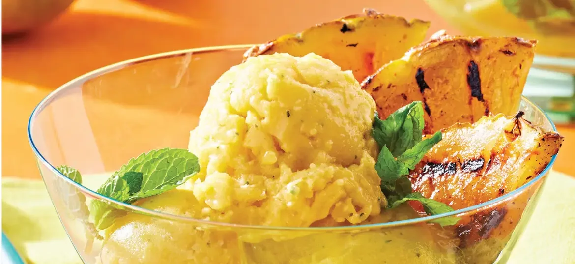 Chef Troy’s Iyah-Man Grilled Pineapple with Minty Mango Nice Cream