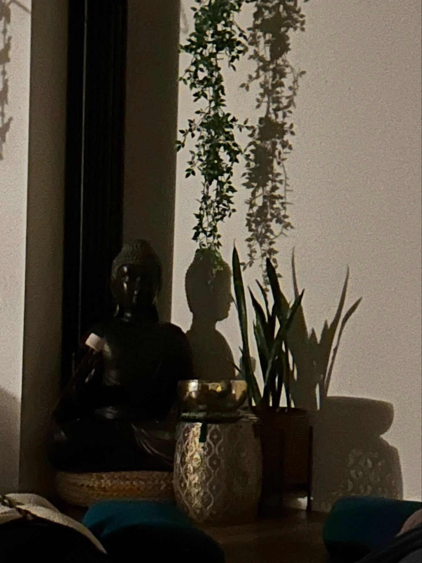 [the.space] 
Buddha in the shadows watching over the yin yoginis tonight in the final resting pose 🙏🏻 

Such a beautiful class this evening and some wonderful energy.  It was a pretty challenging sequence and everyone did amazingly 💫
That much men