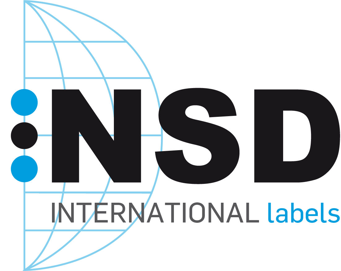 Het NVD International Labels logo met een wereldbol en tekst