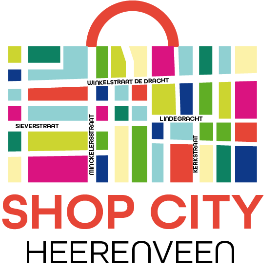 Een kleurrijk krokodillenbeeld met de tekst 'Shop City' onderaan.