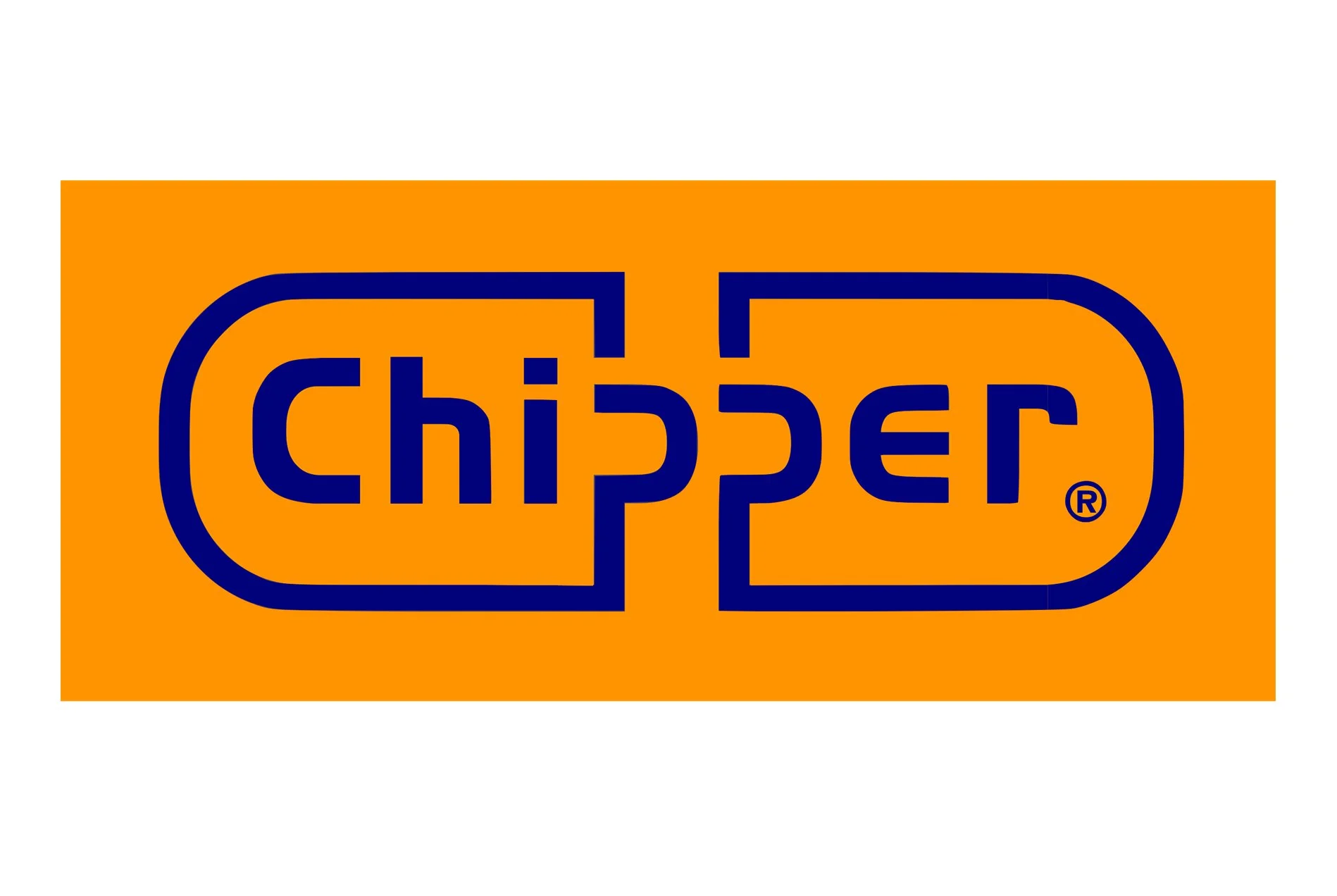 Logo van Chipser met een oranje achtergrond en blauwe tekst.