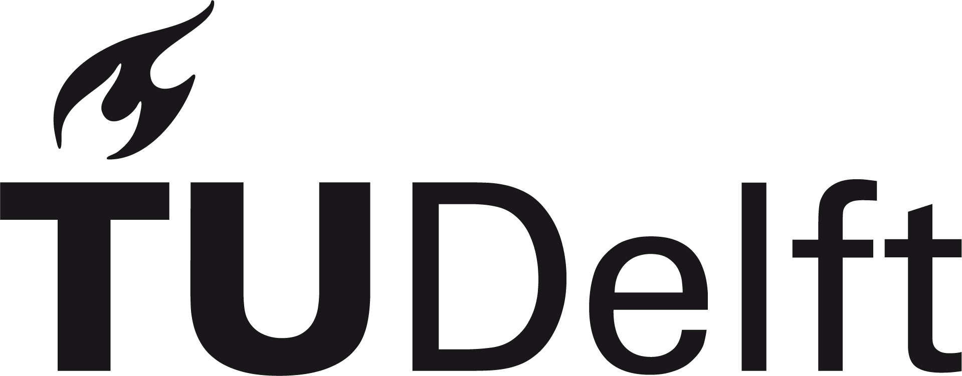 Logo van TU Delft met een vlam en de tekst 'TU Delft'